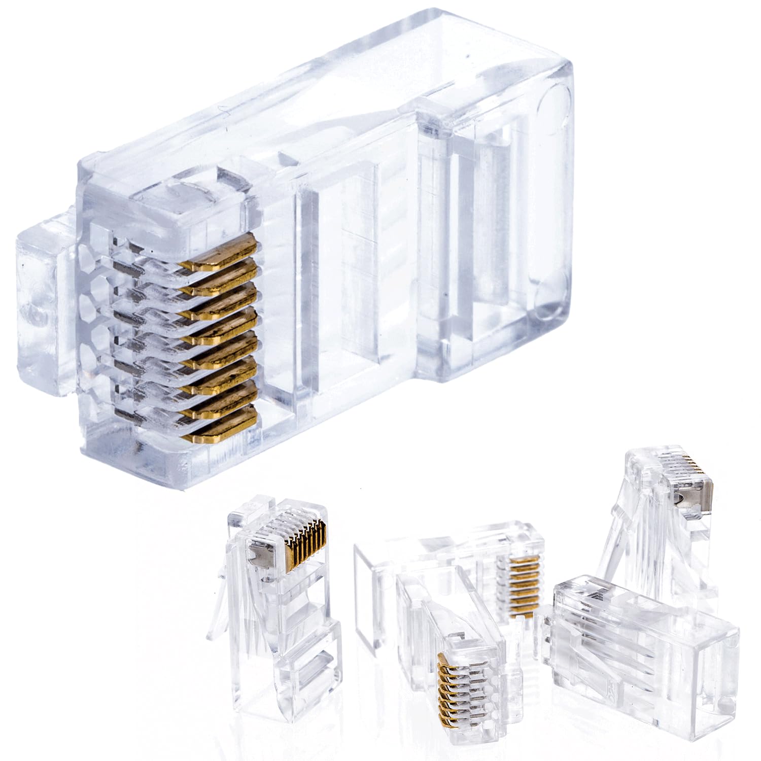 Cctv4Less Cat6 Rj45 Modular Plugs, 8P8C Network Connectors For Solid Or Stranded Utp Cable, Crystal Clear Rj45 Ends (50 Pack)