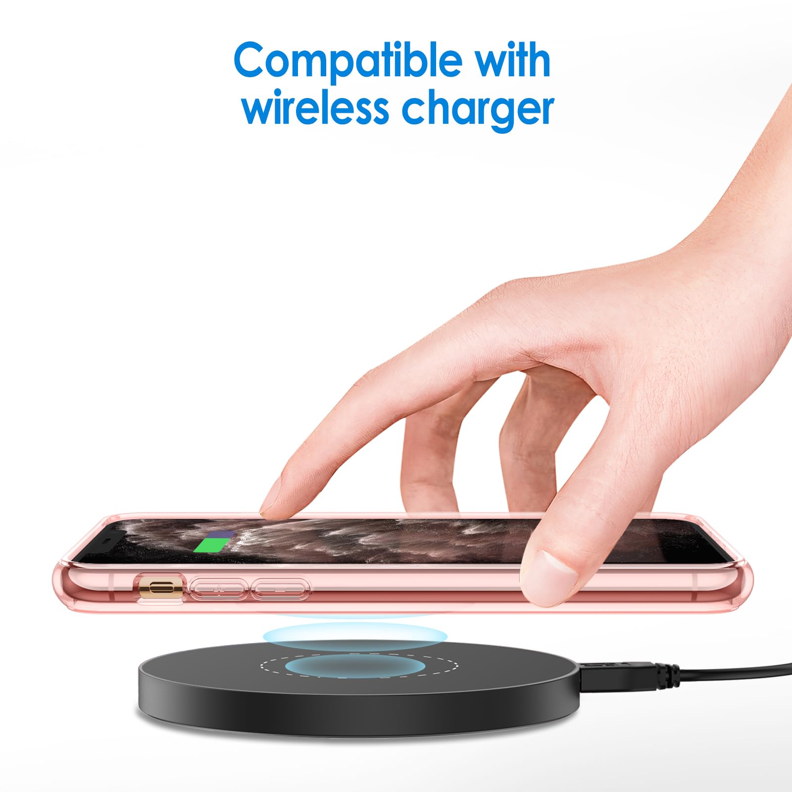 Jetech Case For Iphone 11 Pro Max 6.5 Inch, Non Yellowing Shockproof Phone Bumper Cover, Anti Scratch Clear Back (Rose Gold)