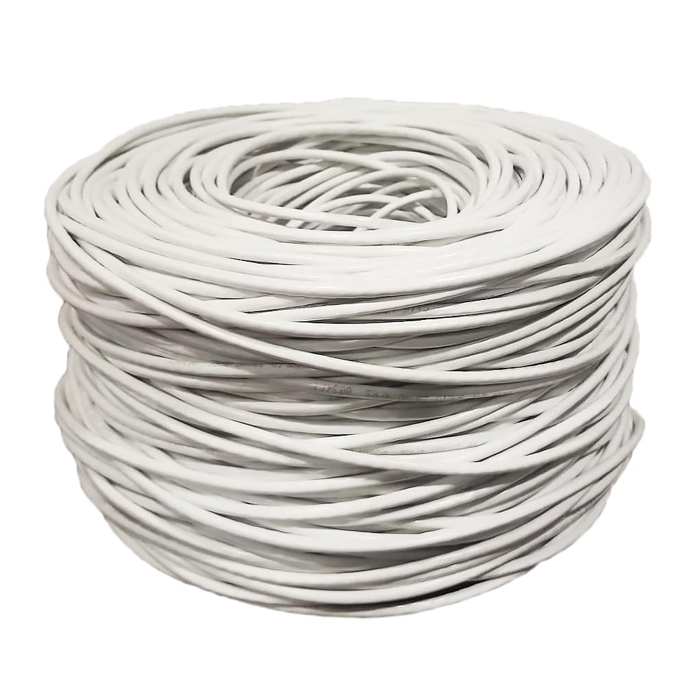 Dripstone Cat5E 1000Ft 24Awg Solid Utp Unshielded Ethernet Cable Rj45 Cca Bulk Network Lan Wire Rj45 Easy Pull Box 305M (White)