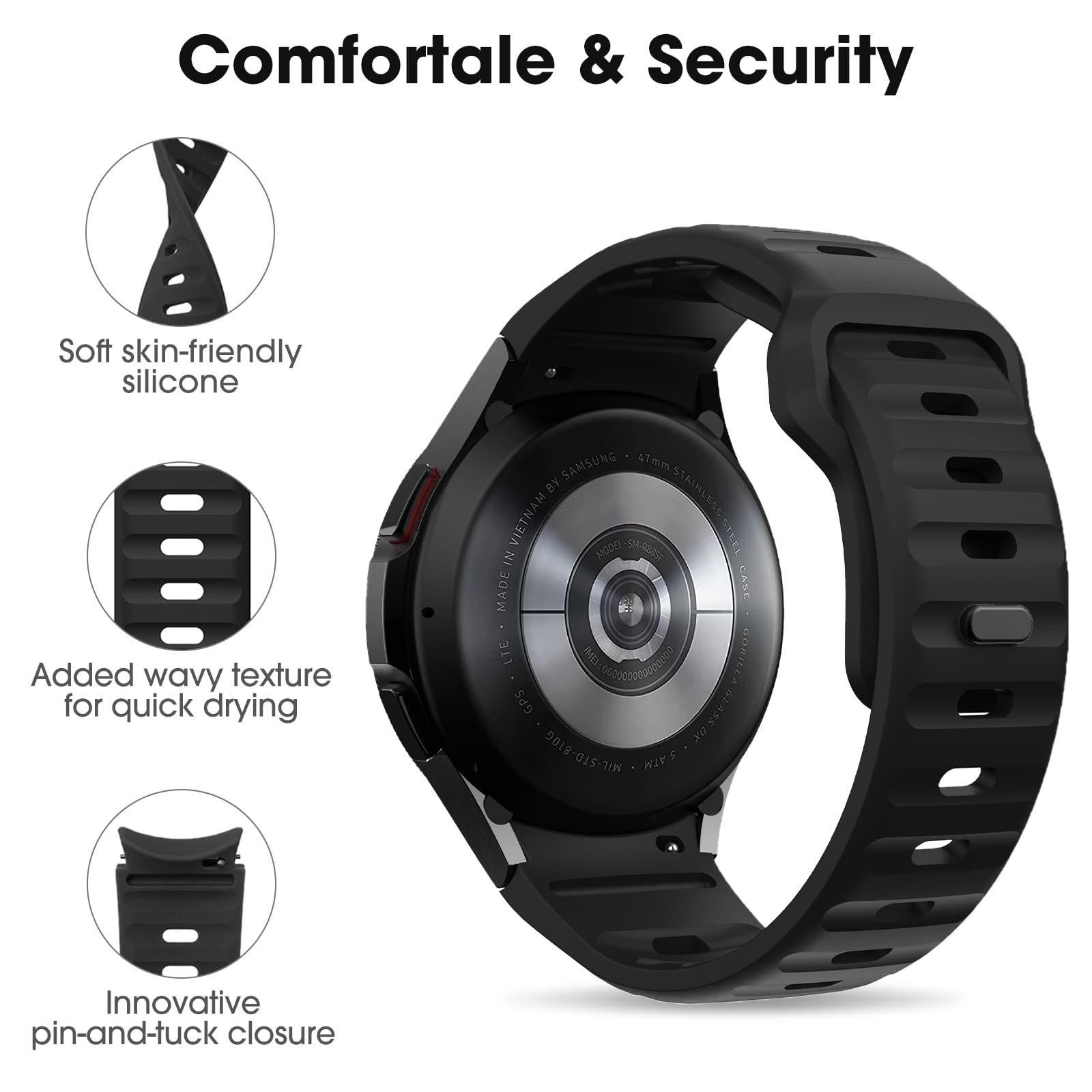 Rugged No Gap Band Compatible With Samsung Galaxy Watch 4 5 6 Band 44Mm 40Mm/Galaxy Watch 6 Classic Bands 47Mm 43Mm/Watch 5 Pro