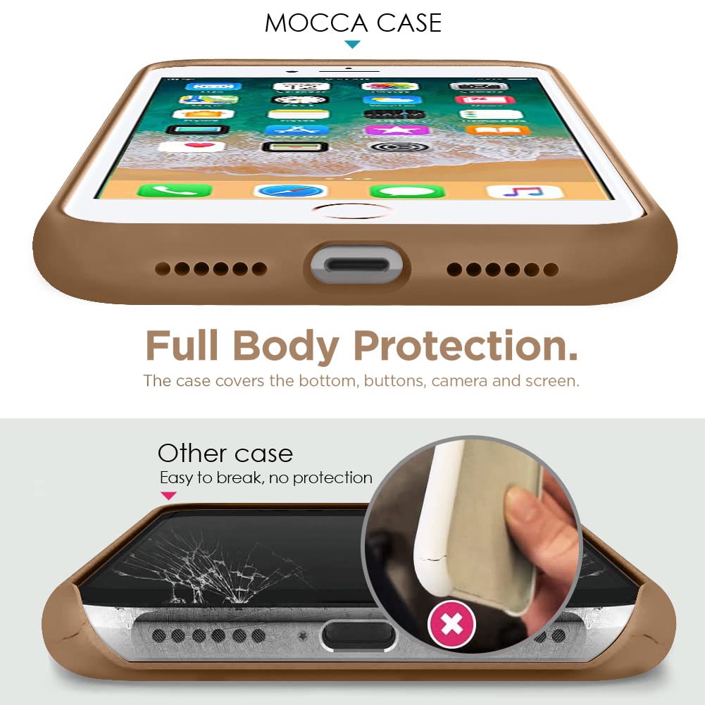 Mocca For Iphone 7 Plus Case, Iphone 8 Plus Case With Ring Kickstand | Super Soft Microfiber Lining Anti Scratch | Full Body Sho