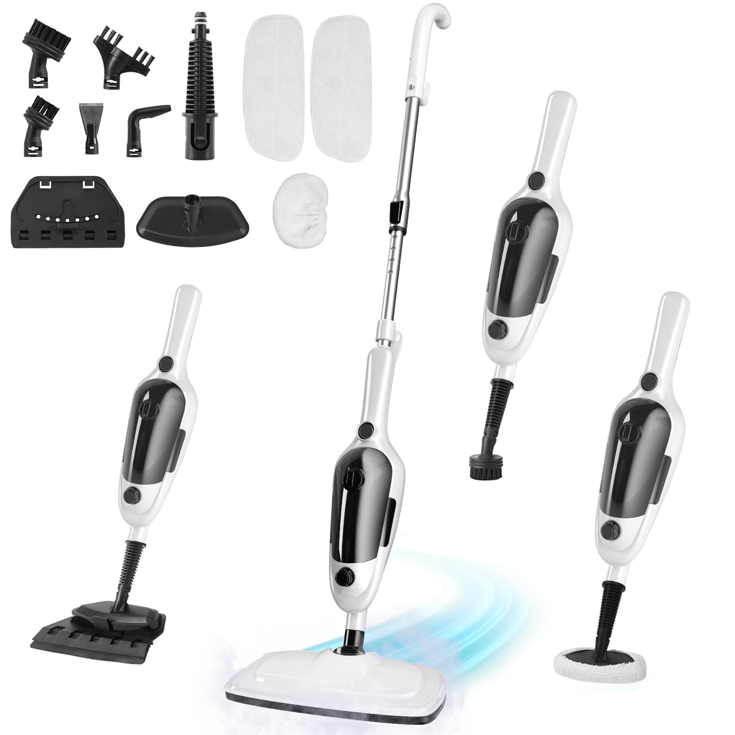 Steam Mop - 11-in-1 Steam Cleaner for Home with 15.2 OZ Water Tank & 23FT Power Cord, Detachable Steam Mops for Floor Cleaning M