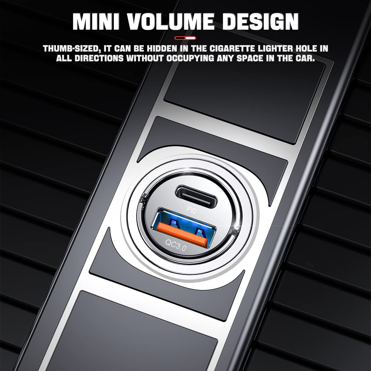 Usb C 60W Car Charger Fast Charge, 30W Pd& 30W Qc3.0 Fast Charge With Metal Body, Flush Fit Pull Ring Style Universal For Iphone