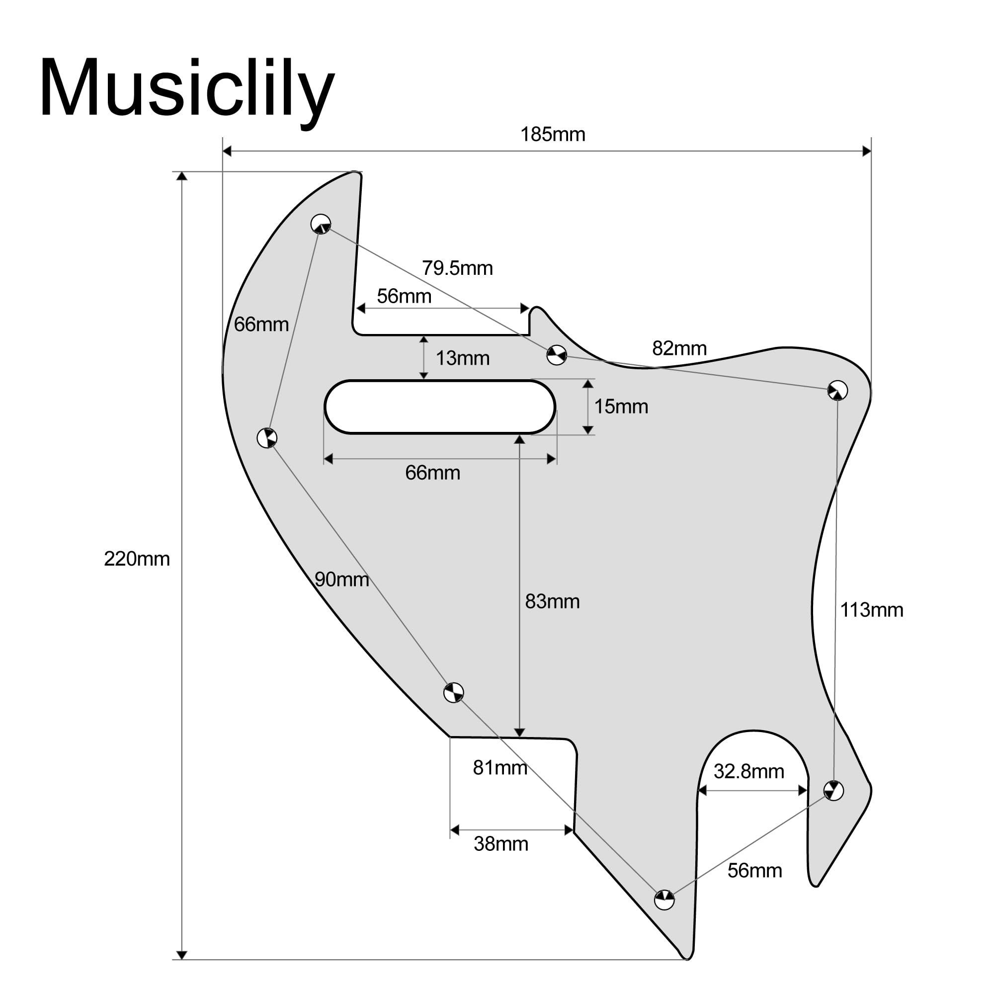 Musiclily Pro 7 Holes Guitar Pickguard For Fender F Hole Hybrid Tele Style Electric Guitar, 4Ply Vintage Tortoise