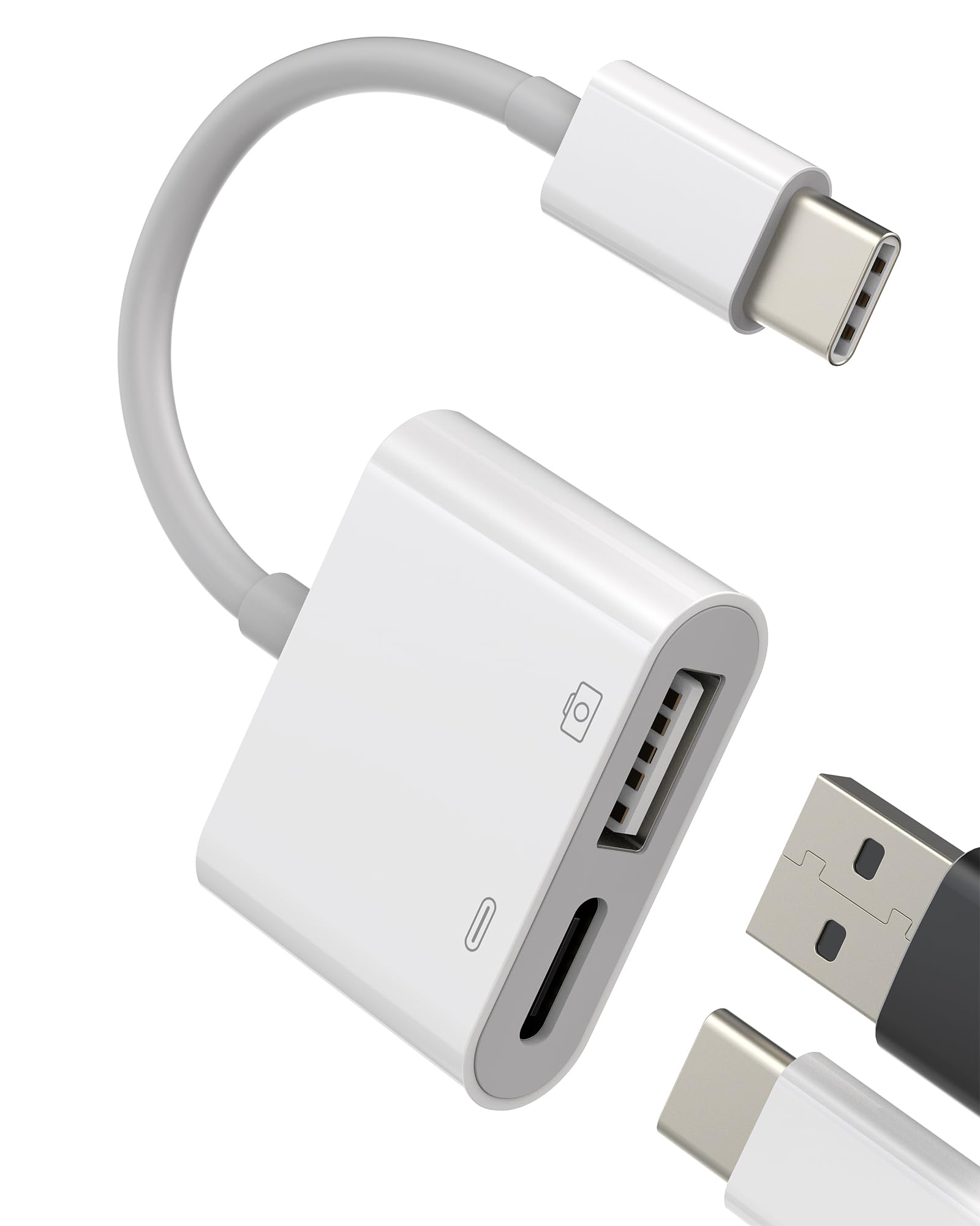 USB-C to USB Adapter(2in1) Type C Cable Accessories Thunderbolt Converter OTG 3.0 Mouse Port Dongle Compatible for Samsung for I