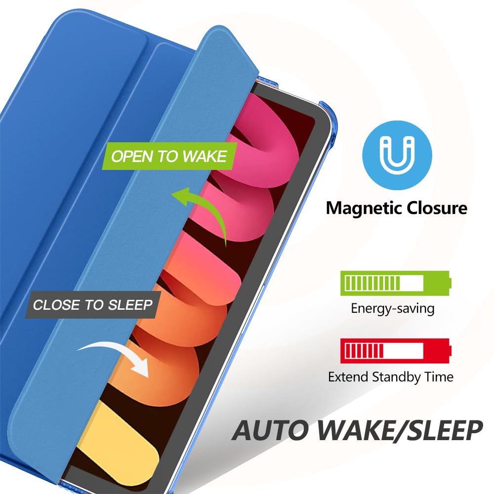 MoKo for iPad Mini 7 (A17 Pro) Case 2024,iPad Mini 6 Case 2021,8.3 inch iPad Mini 7th/6th Generation Case,Slim Lightweight Hard Back Shell Stand Cover for iPad Mini 2024 with Touch ID, Cobalt Blue