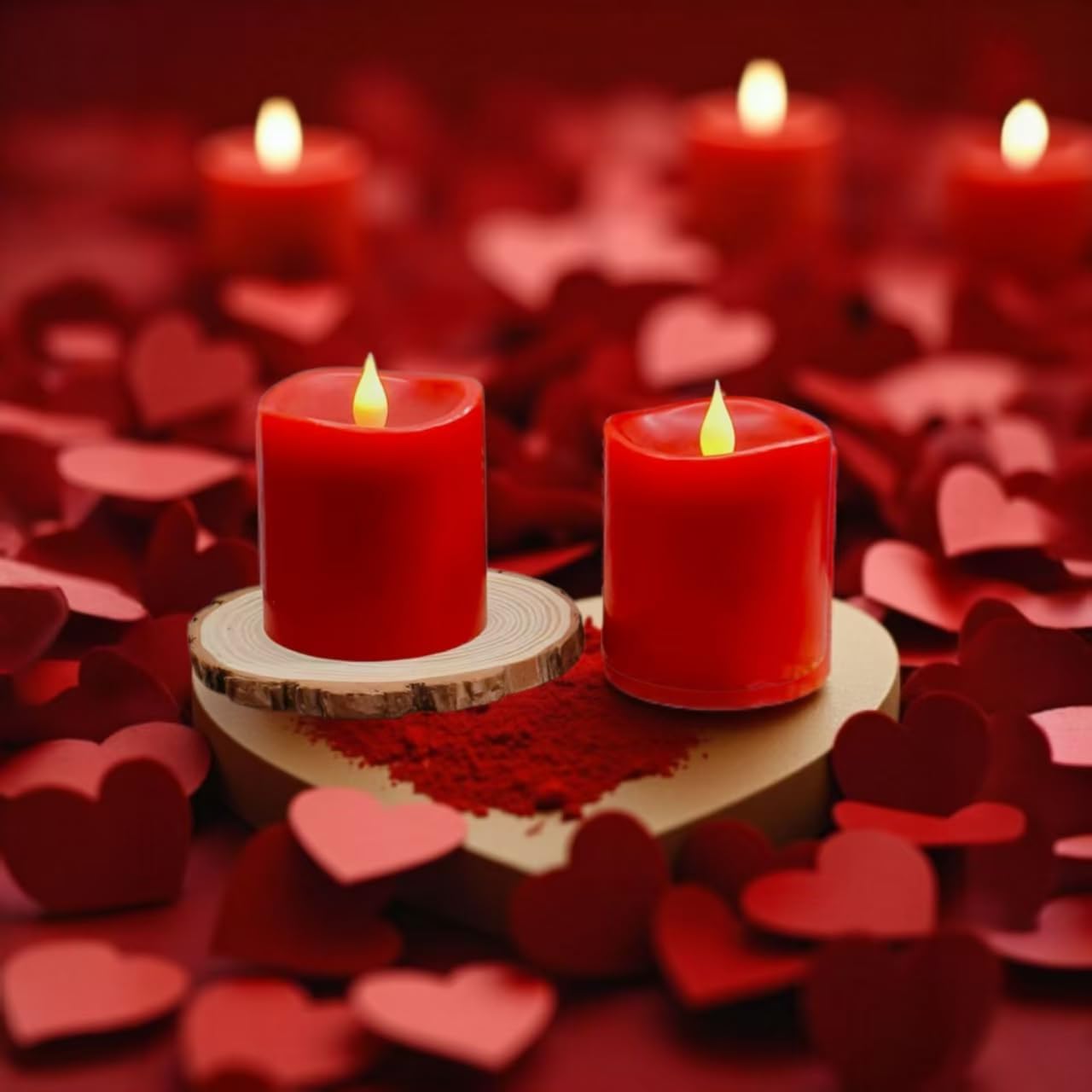 Red Flameless Led Candles 3 Inch Diameter Real Wax 2Aa Battery Operated 600Hr+ Flickering Candles With Timer Remote Control For