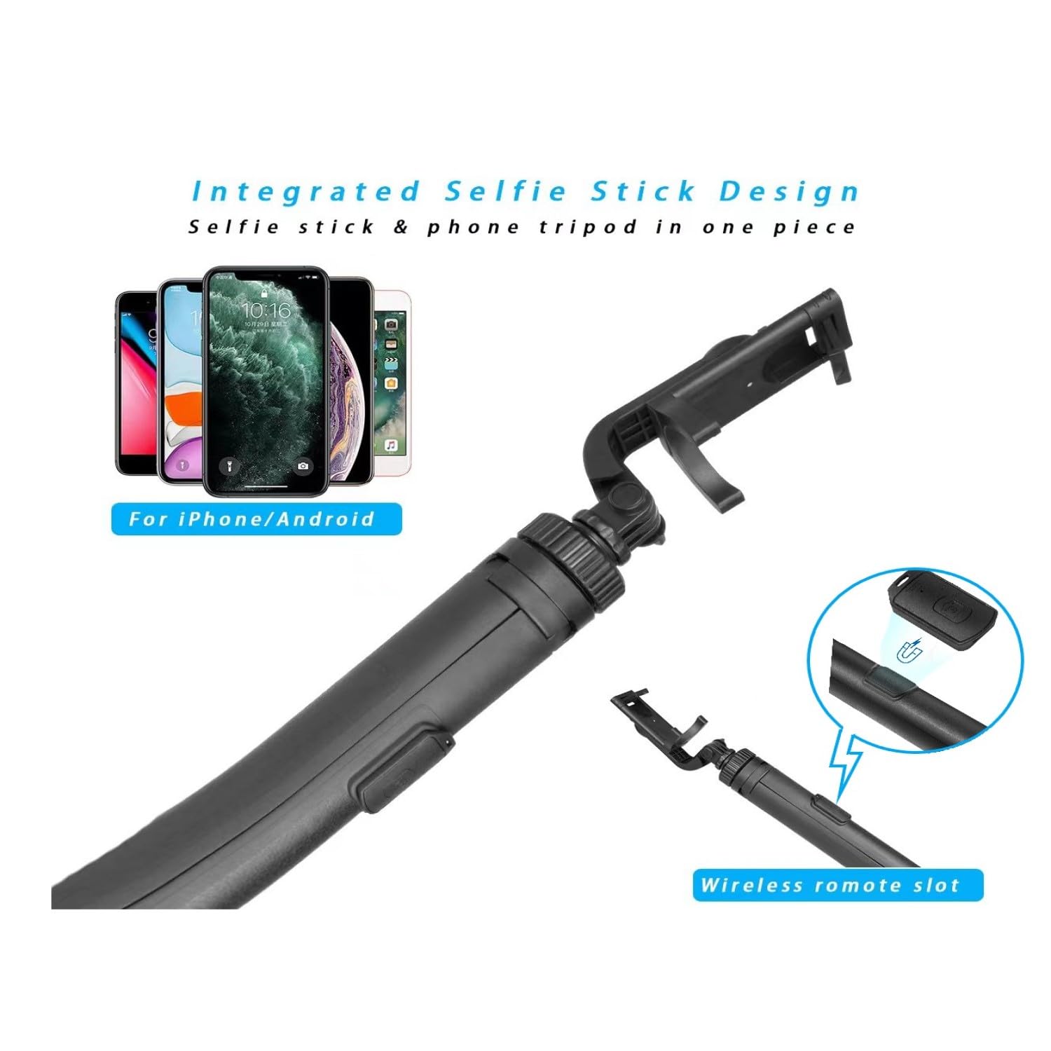 66 Tripod For Iphone & Camera, Portable Phone Tripod With Rechargeable Remote Control And Rotate Phone Stand, Selfie Stick For I