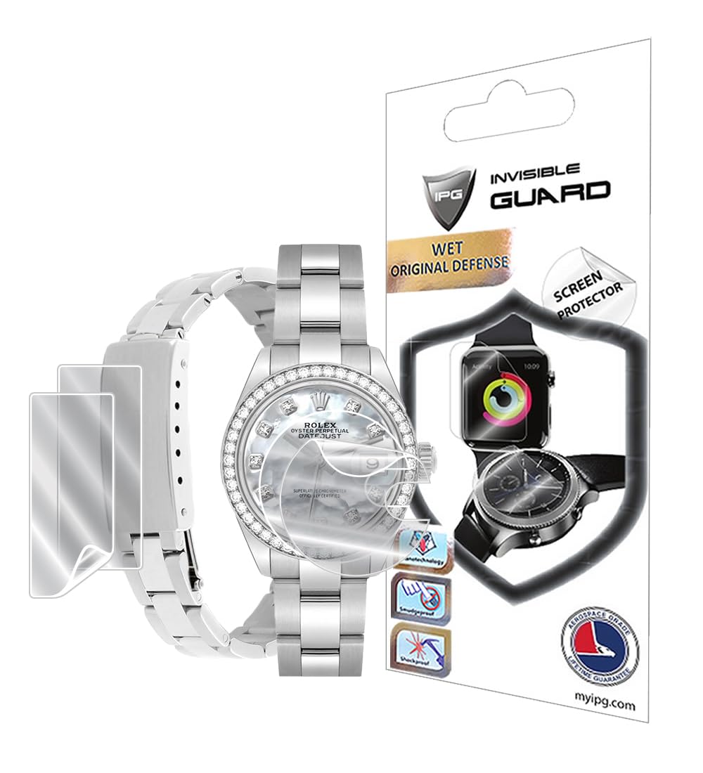 IPG for Rolex Lady - Datejust Oyster Diamond Watch Hydrogel Screen Protector (2 Units) + Clasp Protector (2 Units) Invisible HD 