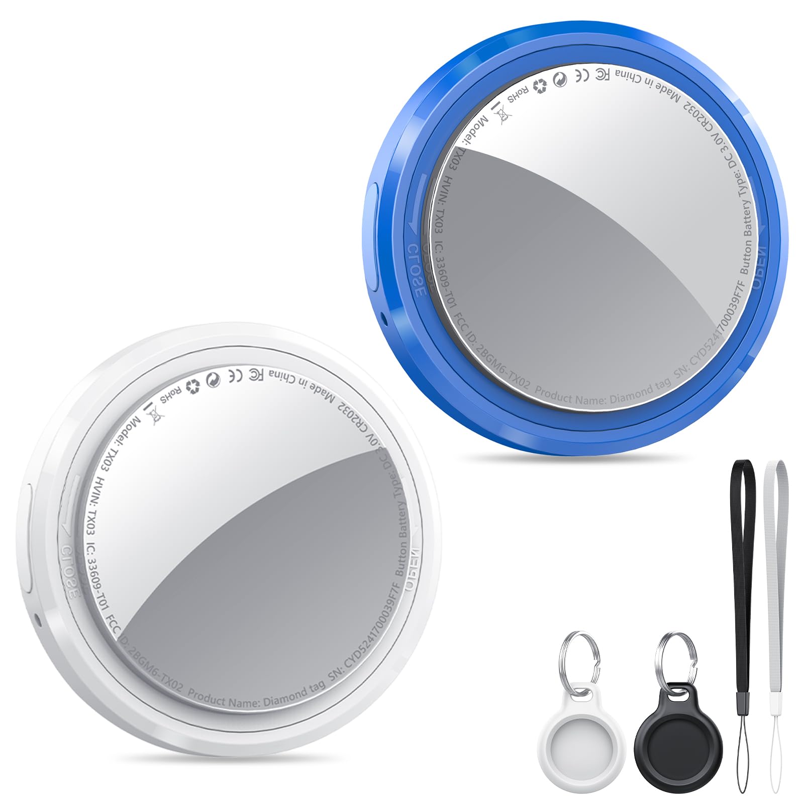 New [Apple MFi Certified] (iOS Only) Tracker Tags-2 Pack, QCOQ Bluetooth 5.3 Tracker for Apple Find My, Replaceable Battery, Ant