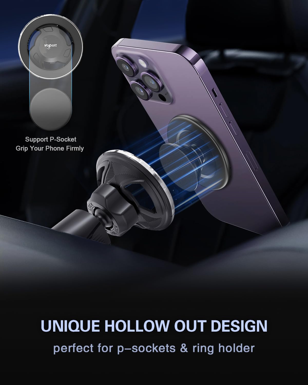 For Magsafe Vent Mount [Horizontal/Vertical]: Ultra Strong Magnetic Car Phone Holder, Circle Magnet Air Vent Stand For Mag Safe