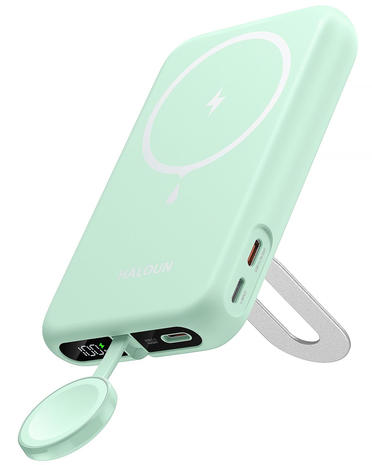Magnetic Portable Charger for iPhone and Apple Watch, 10000mAh Wireless Power Bank PD 20W USB-C Fast Charging Battery Pack with 
