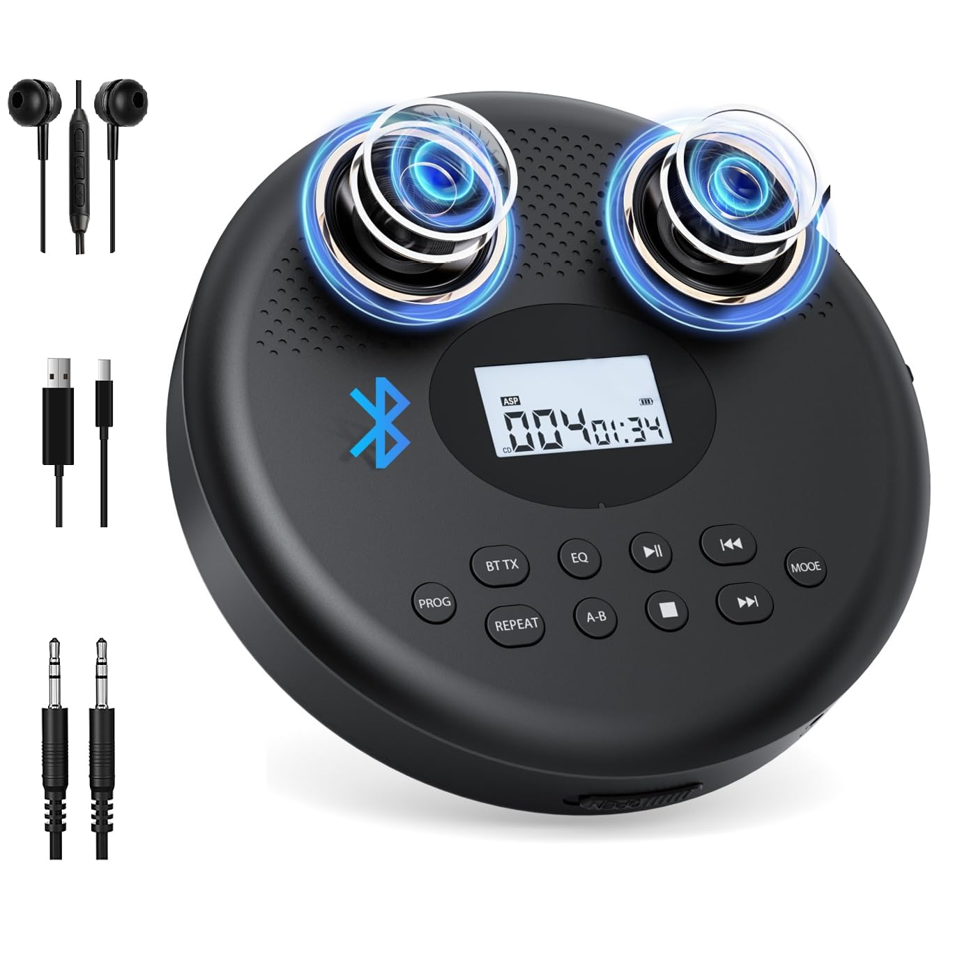 ARAFUNA Portable CD Player Rechargeable with Bluetooth, Speakers for Home