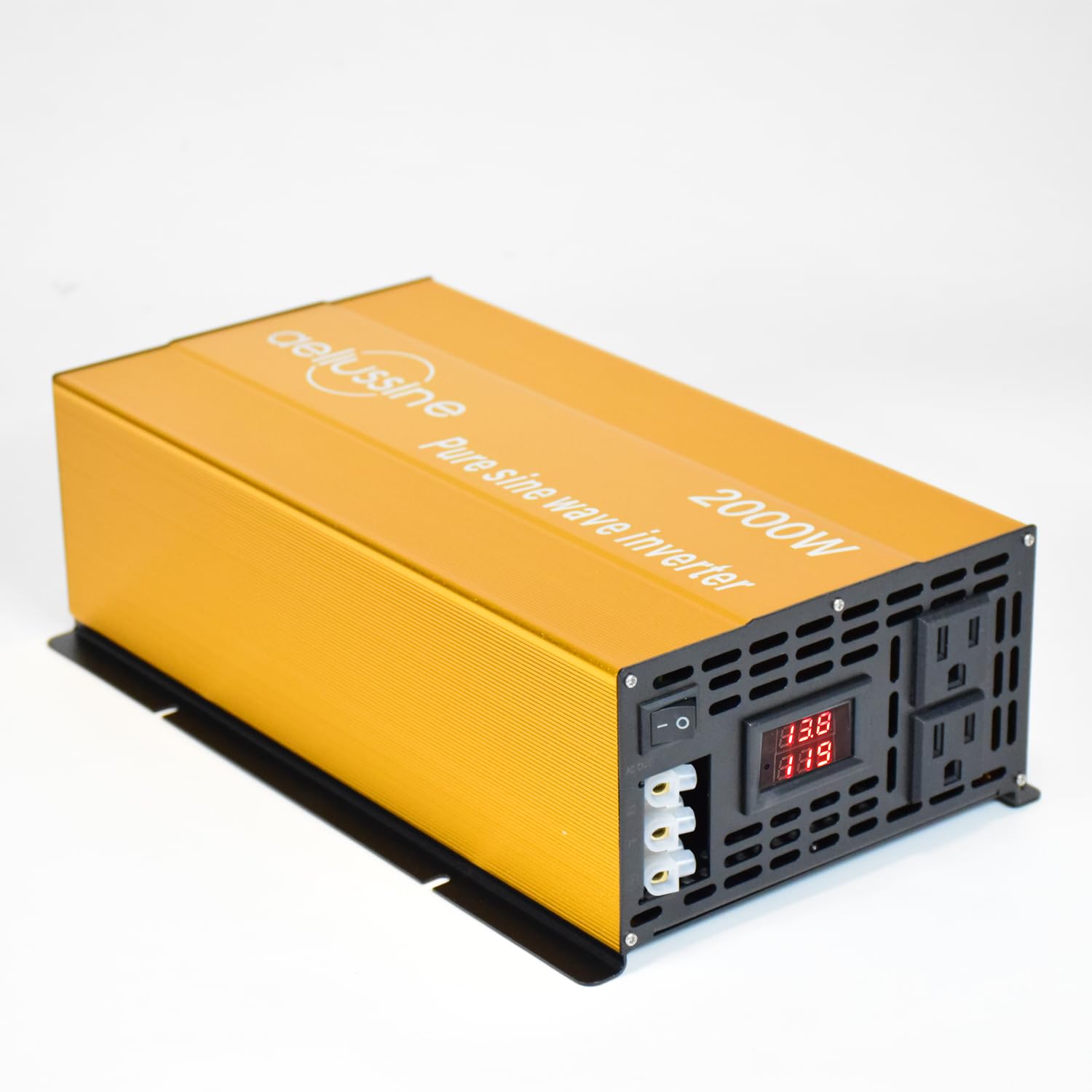 aeliussine 2000W Pure Sine Wave Inverter-12V DC to 110V 120V AC Power Converter with 2 AC Outlets, 12 Volt Power Inverter for Tr