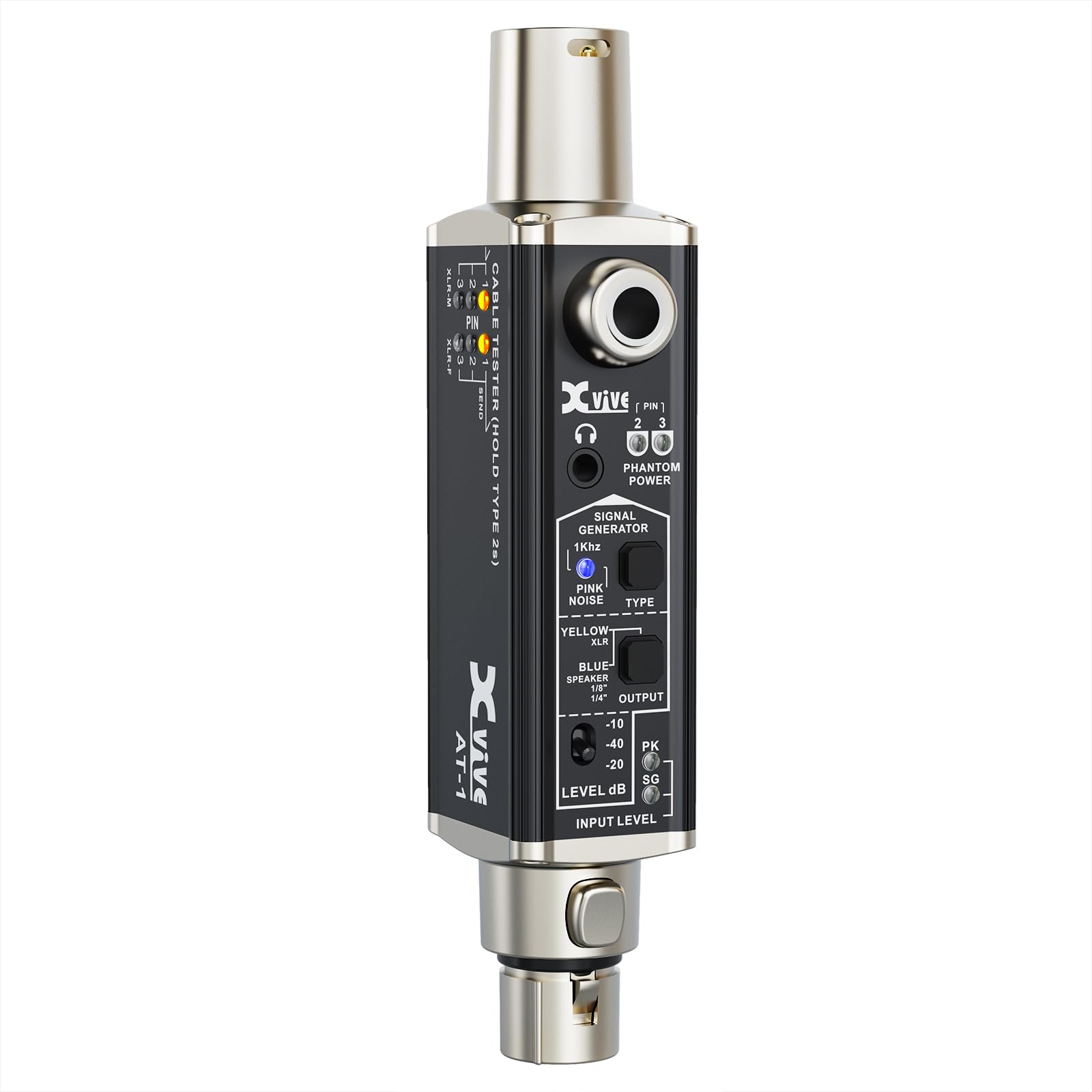 Xvive AT-1 Portable Audio Tester,Signal Generator, XLR Cable Tester, Phantom Power Checker, Input Level Meter & Headphone Monito