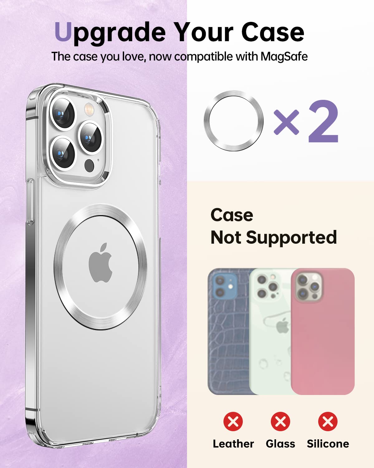 Gospire Magsafe Wallet With Ring For Iphone 15/14/13/12 Series, Magsafe Wallet Glitter With Credit Card Rfid Blocking & 360   Ro