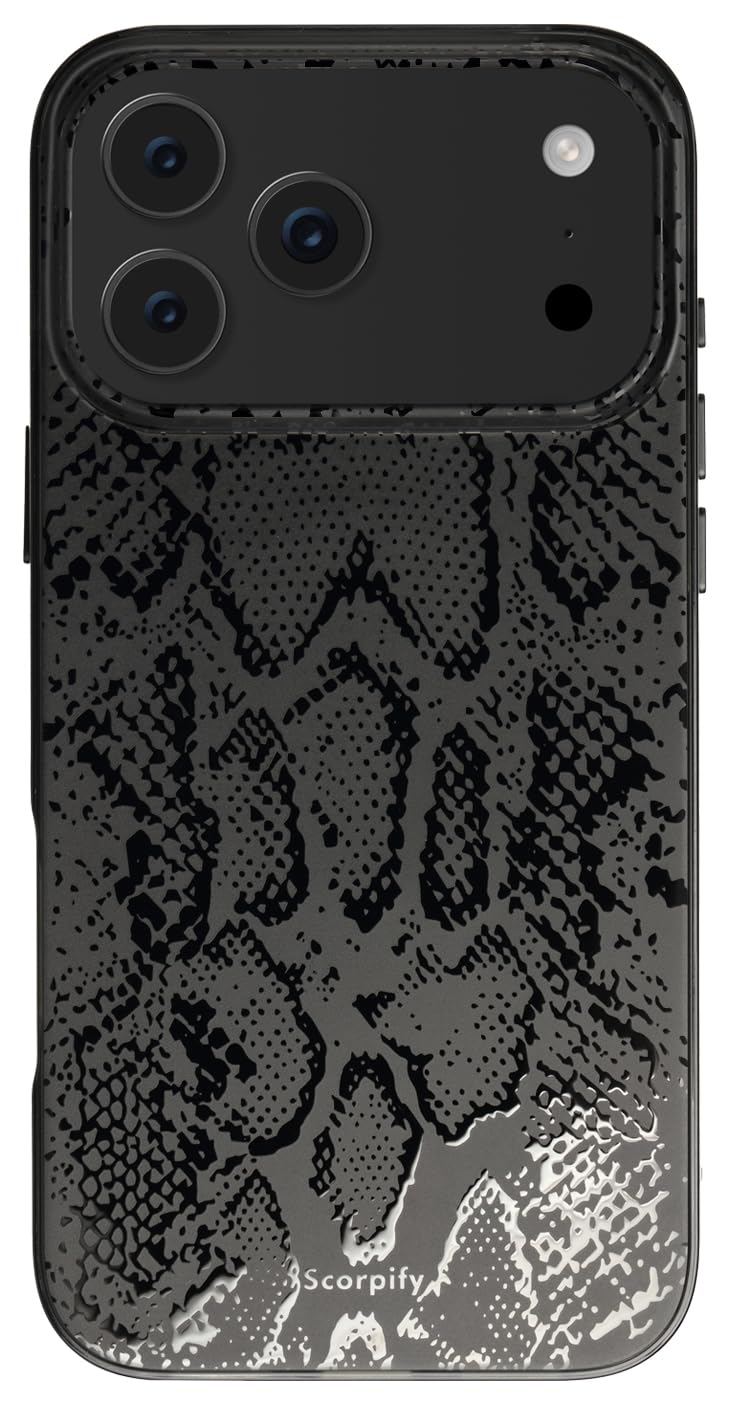 SCORPIFY for iPhone 17 Pro Case [Compatible with MagSafe] with Matte Black Snake Print Design, Cute Magnetic Phone Cover for Wom