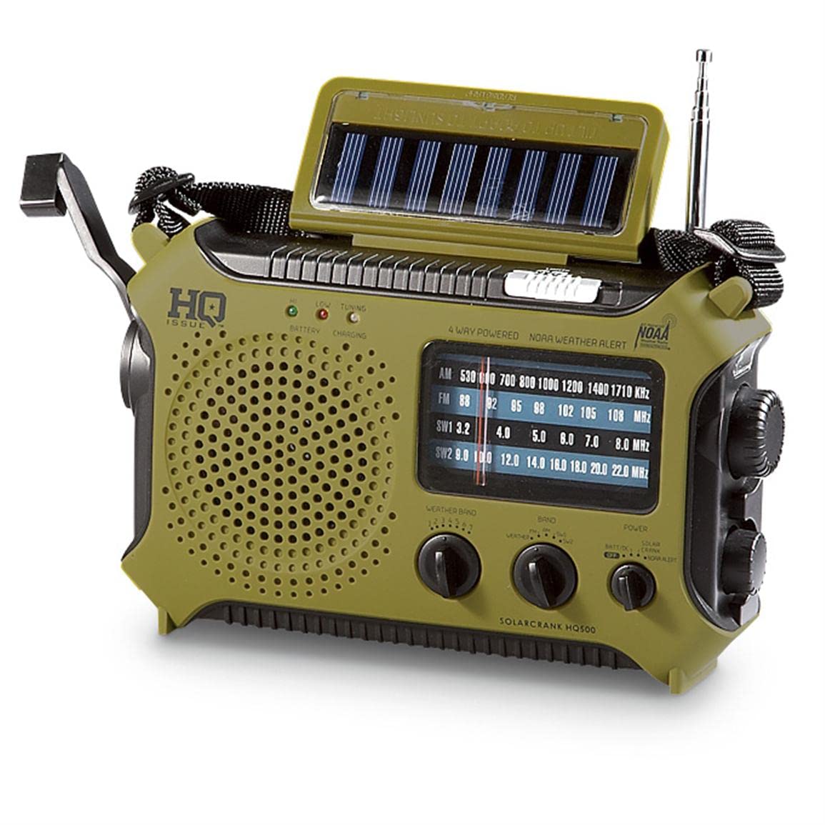 Hq Issue Dynamo Emergency Radio Hand Crank Solar Portable W/Am Fm, Noaa Weather Alert, Shortwave, & Flashlight, Black