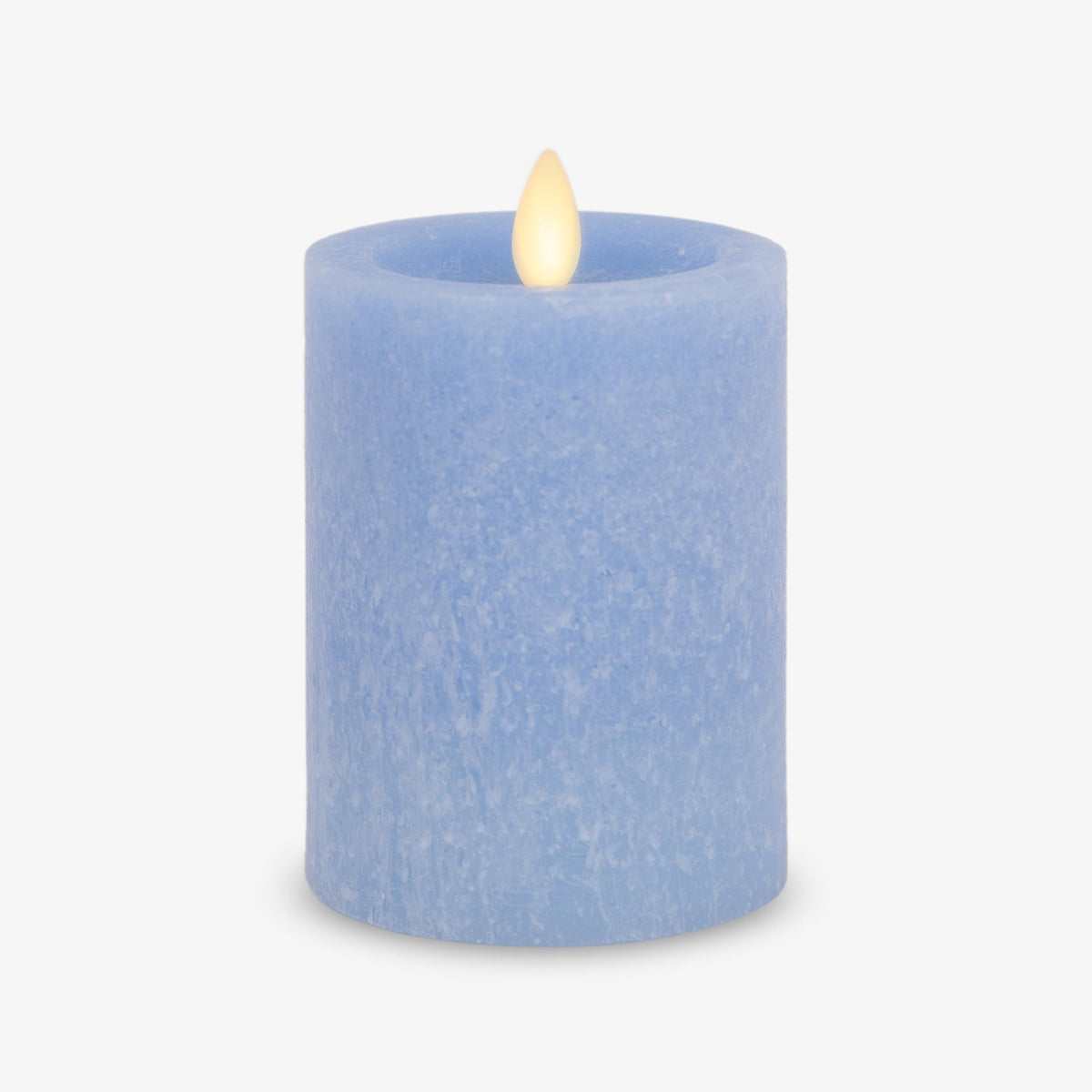 Luminara Sea Glass Flameless Candle, Cornflower 3'' X 4.5'', Moving Led Flame Pillar With Timer, Battery Operated, Real Wax, Uns