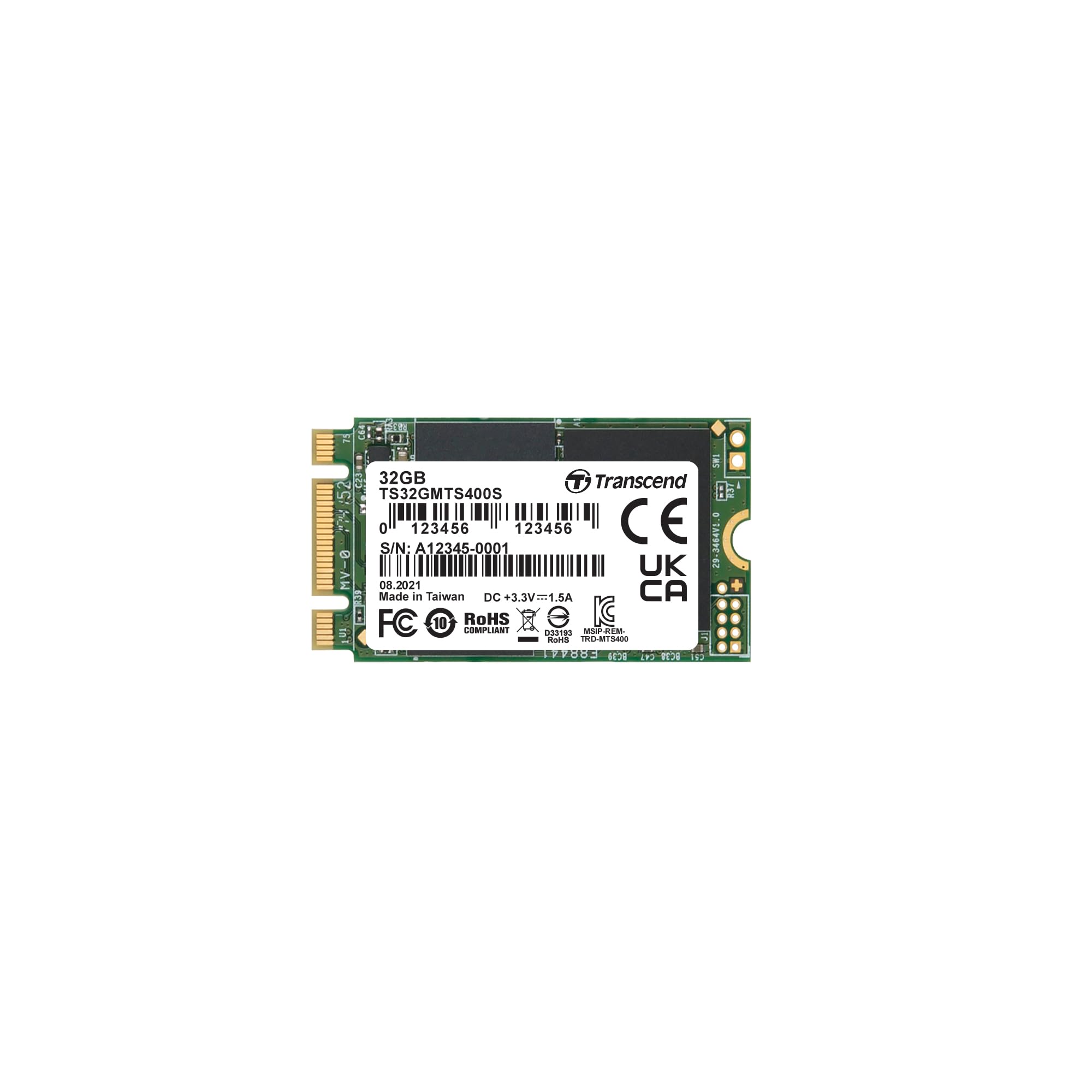 Transcend 32GB MTS400S M.2 2242 SATA III SSD, Internal Solid State Drive, Compatible with Laptop & PC Desktop, B+M Key, Dram Cac