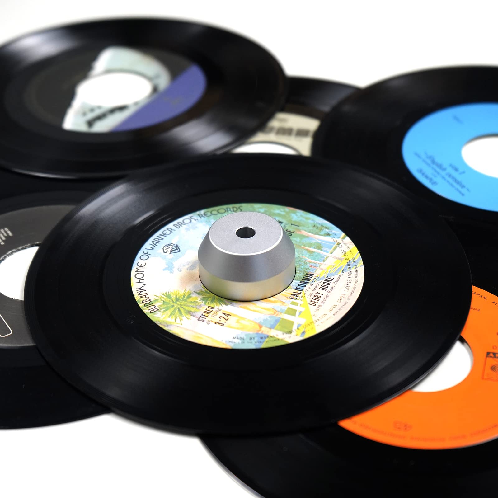 Sdroceryam 45 Rpm Record Adapter Solid Aluminum 7 Inch Vinyl Record Dome 45 Adapter For Turntables (Silver)