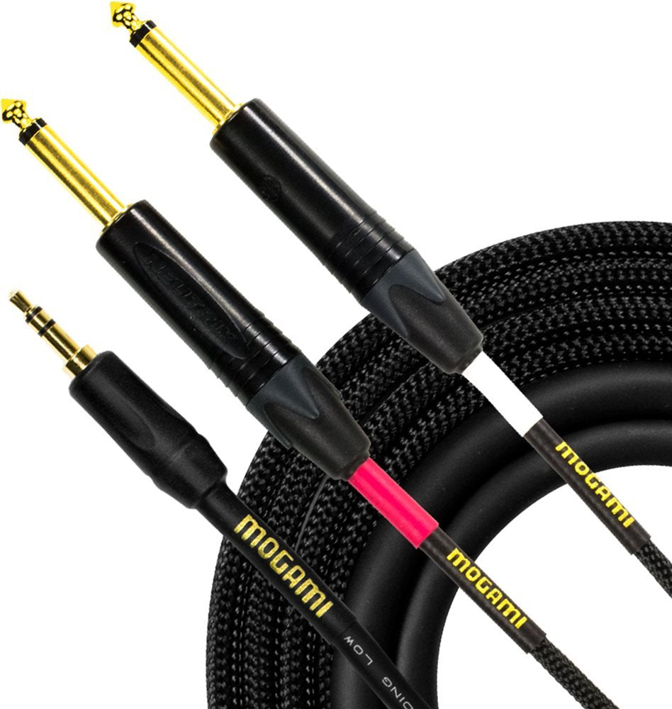 Mogami Gold 3.5 2Ts 03 Stereo Audio Adapter Cable, 3.5Mm Trs To Dual 1/4' Ts Male Plug Connectors, Gold Contact, Straight To Straight, 3 Foot Length