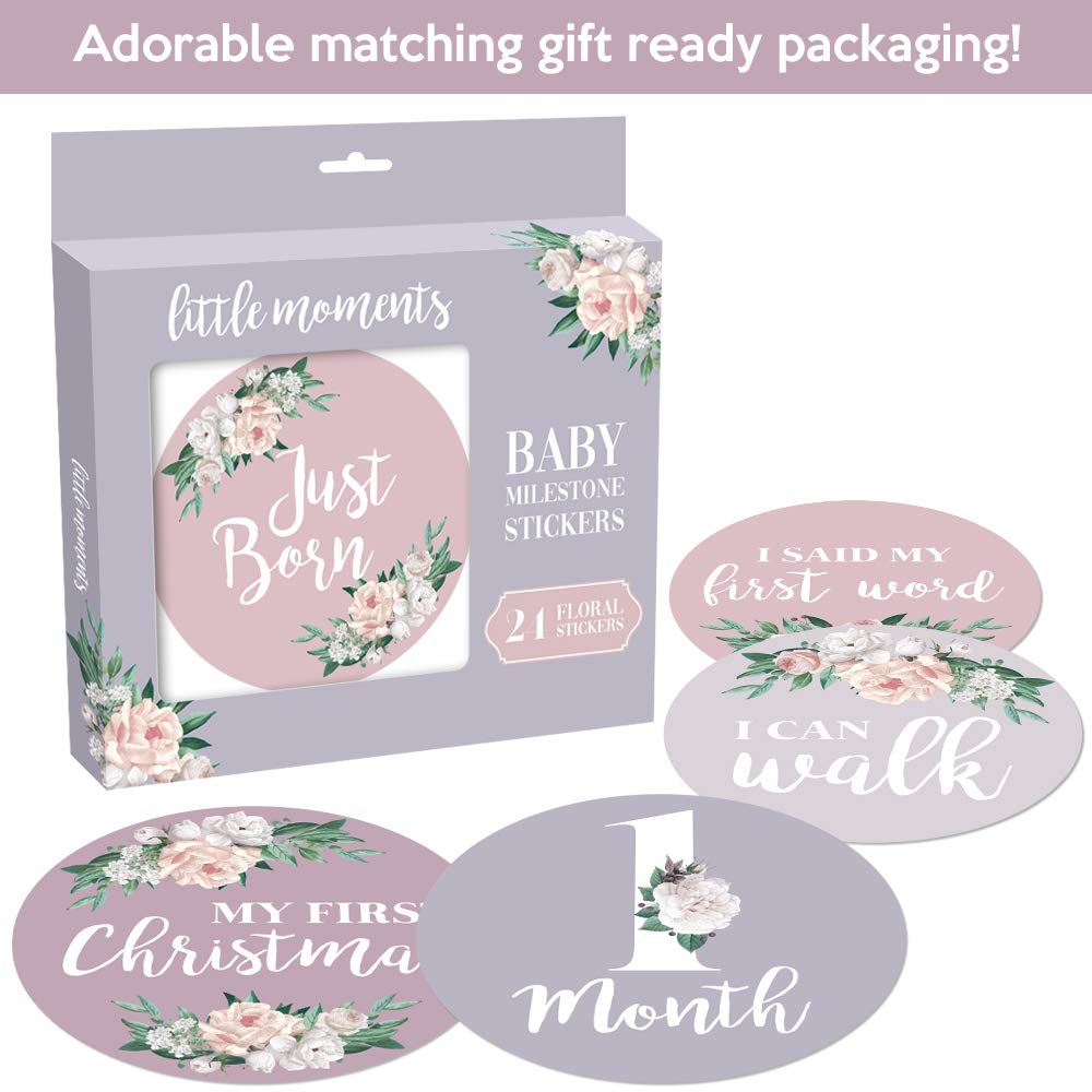 Baby Monthly Stickers | Floral Baby Milestone Stickers | Newborn Girl Stickers | Month Stickers For Baby Girl | Baby Girl Sticke