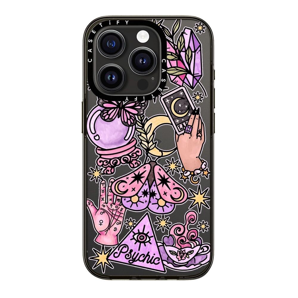 Casetify Compact Iphone 15 Pro Case [2X Military Grade Drop Tested / 4Ft Drop Protection]   Whimsical Witch   Clear Black