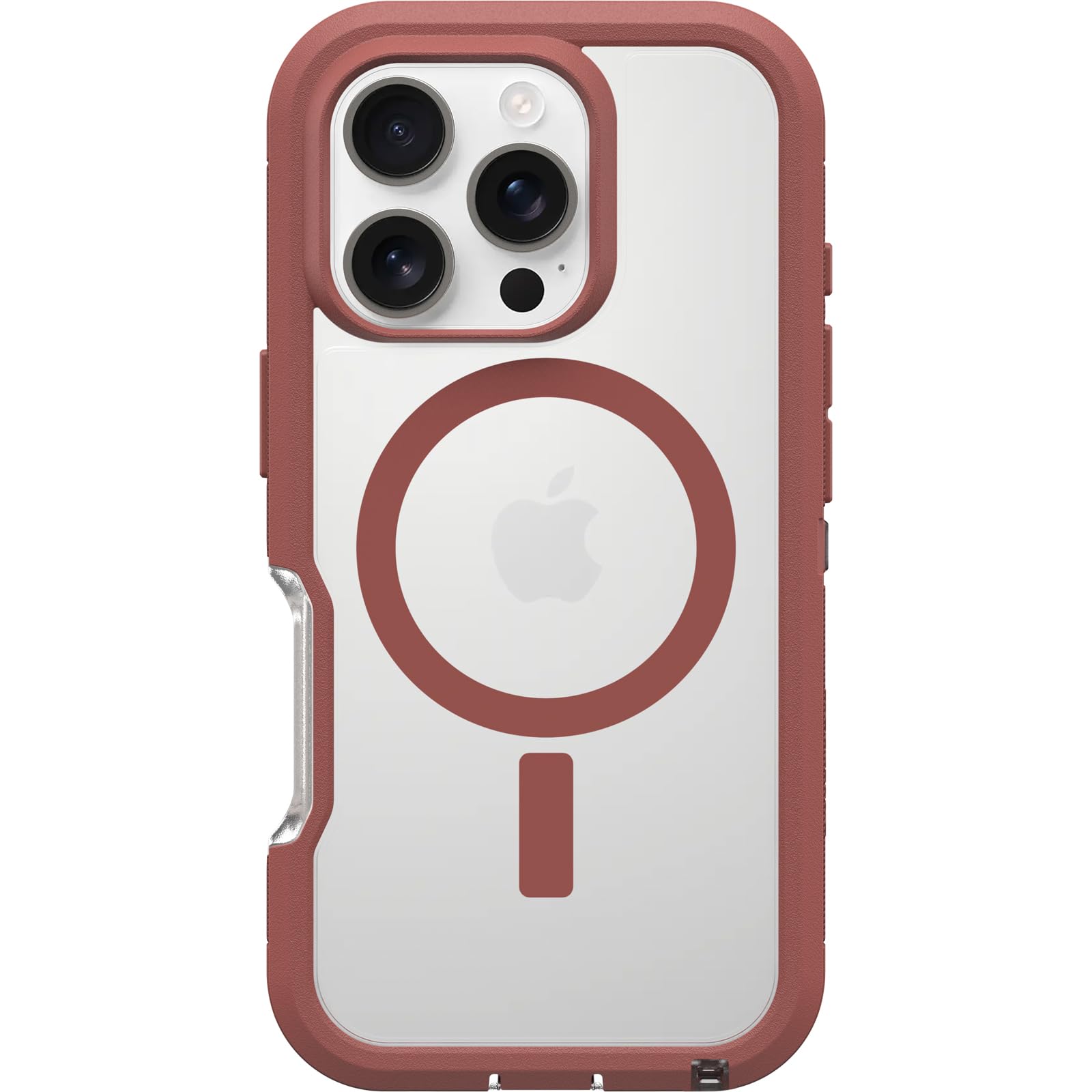 Otterbox Iphone 16 Pro Defender Series Xt Clear Case   Brick Red Clear