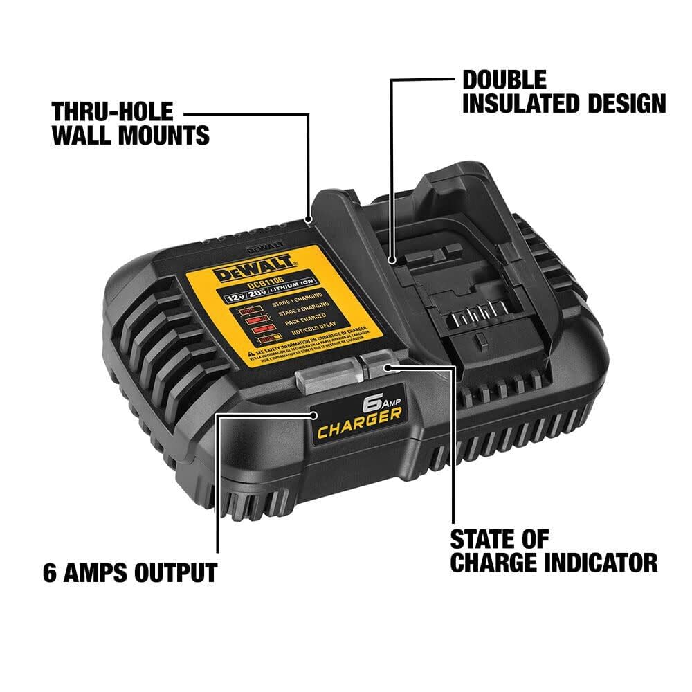Dewalt 12V Max*/20V Max*/Flexvolt 6 Amp Charger (Dcb1106)