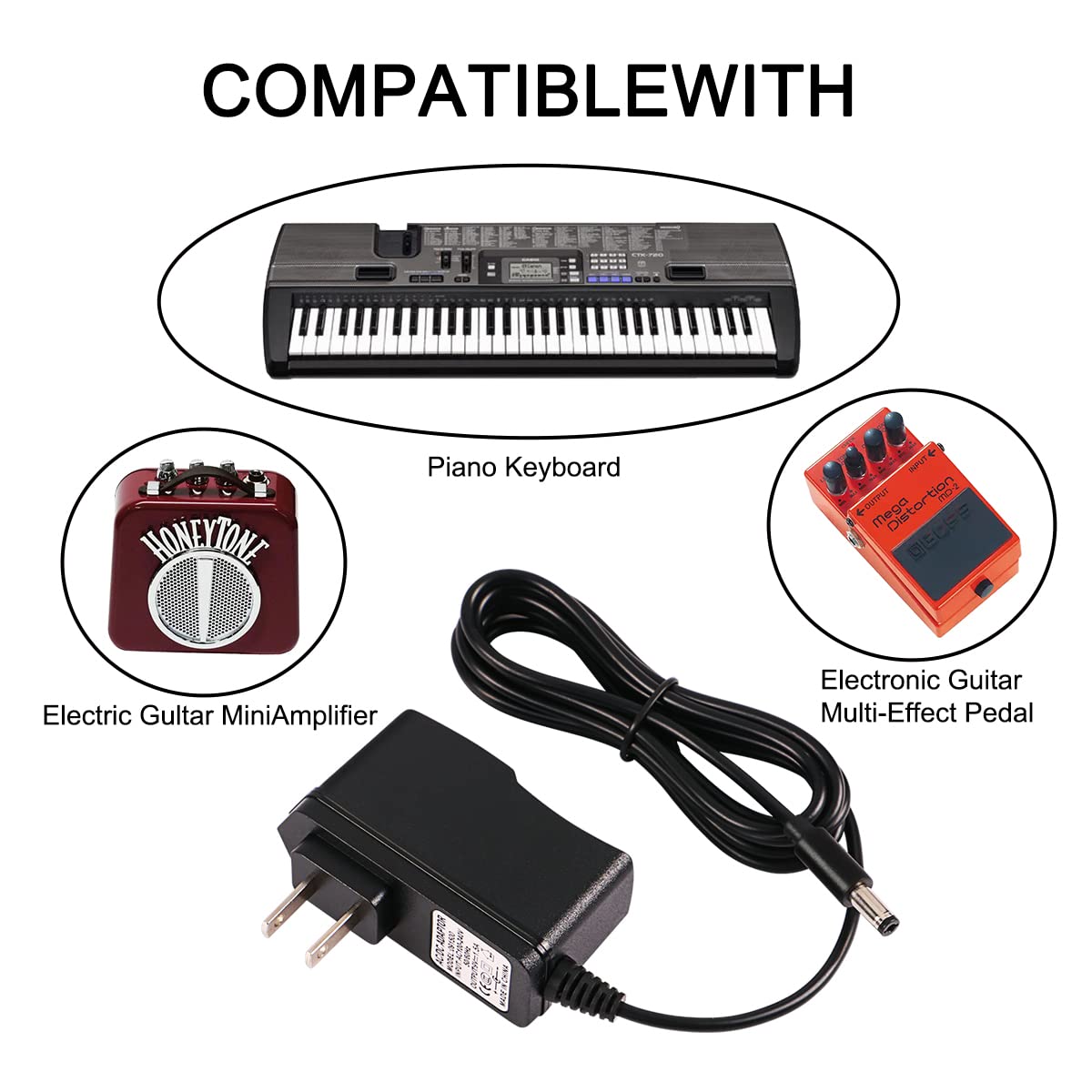 9V Ac Power Supply Adapter For Boss Psa 120S Guitar Distortion Effects Pedal Ds 1 Rc 1 Rc 3 Tu 2 Tu 3 Sd 1 Rv 5 Rv 6 Dd 3 Dd 7 D