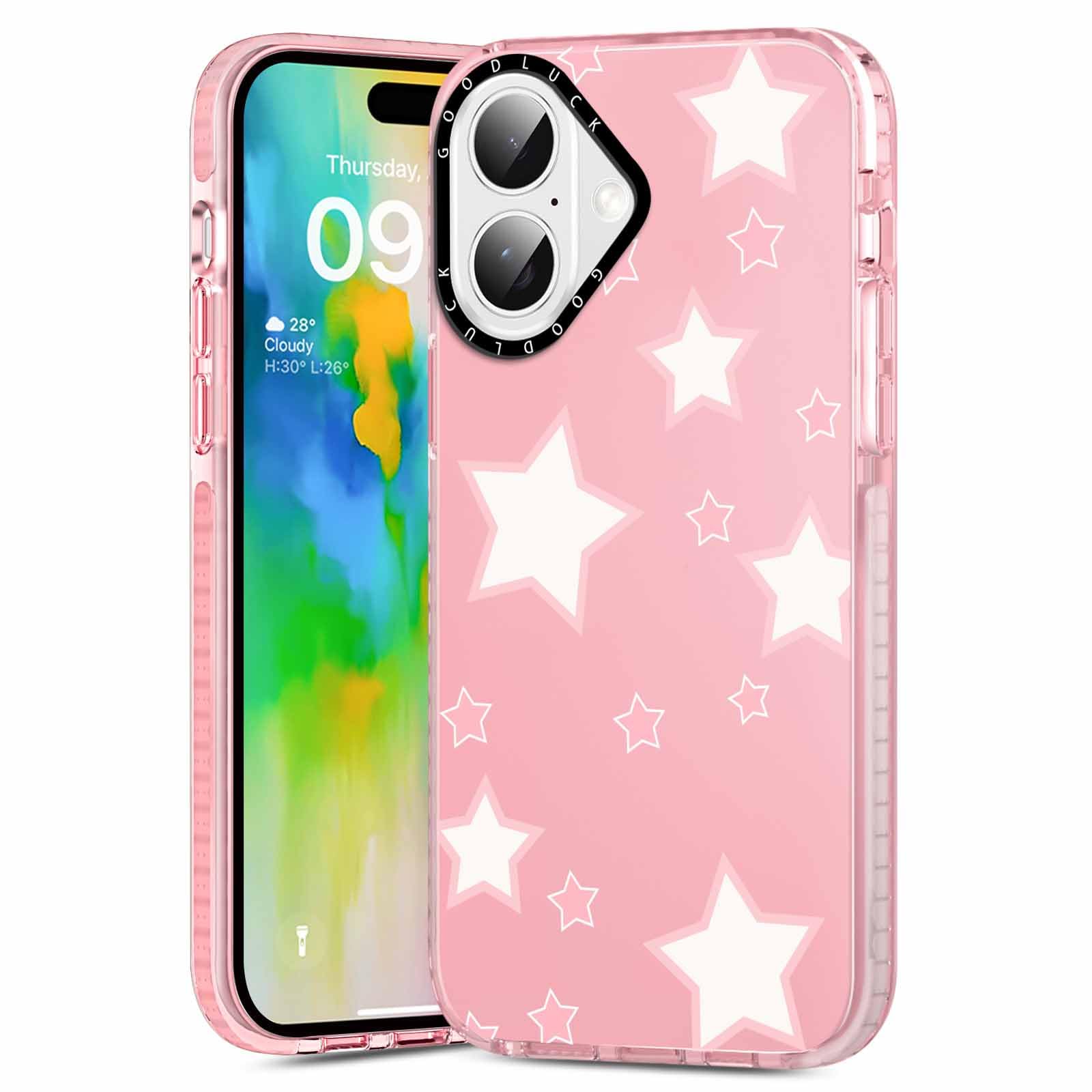 Rumdey 2 Pack Cute Star Girls Woman Phone Case Aesthetic For Iphone 16 6.1 Inches, Silicone Soft Shockproof Tpu 2 Pcs Bumper Cov