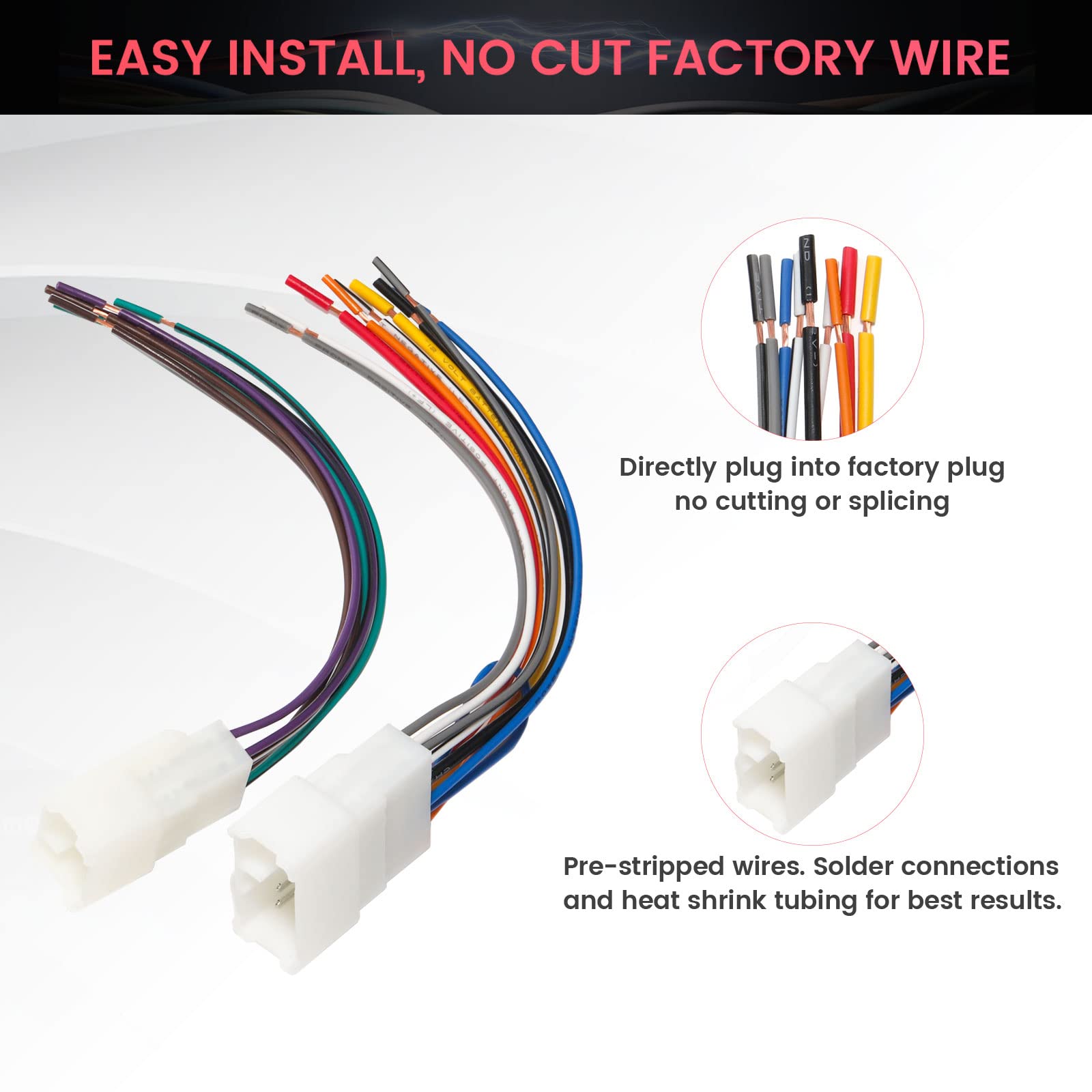 Red Wolf Radio Wiring Harness Connector Select For Toyota 4Runner Camry Corolla Prius Rav4 1987 2019 Mount Aftermarket Car Stereo Wire Cable Plug