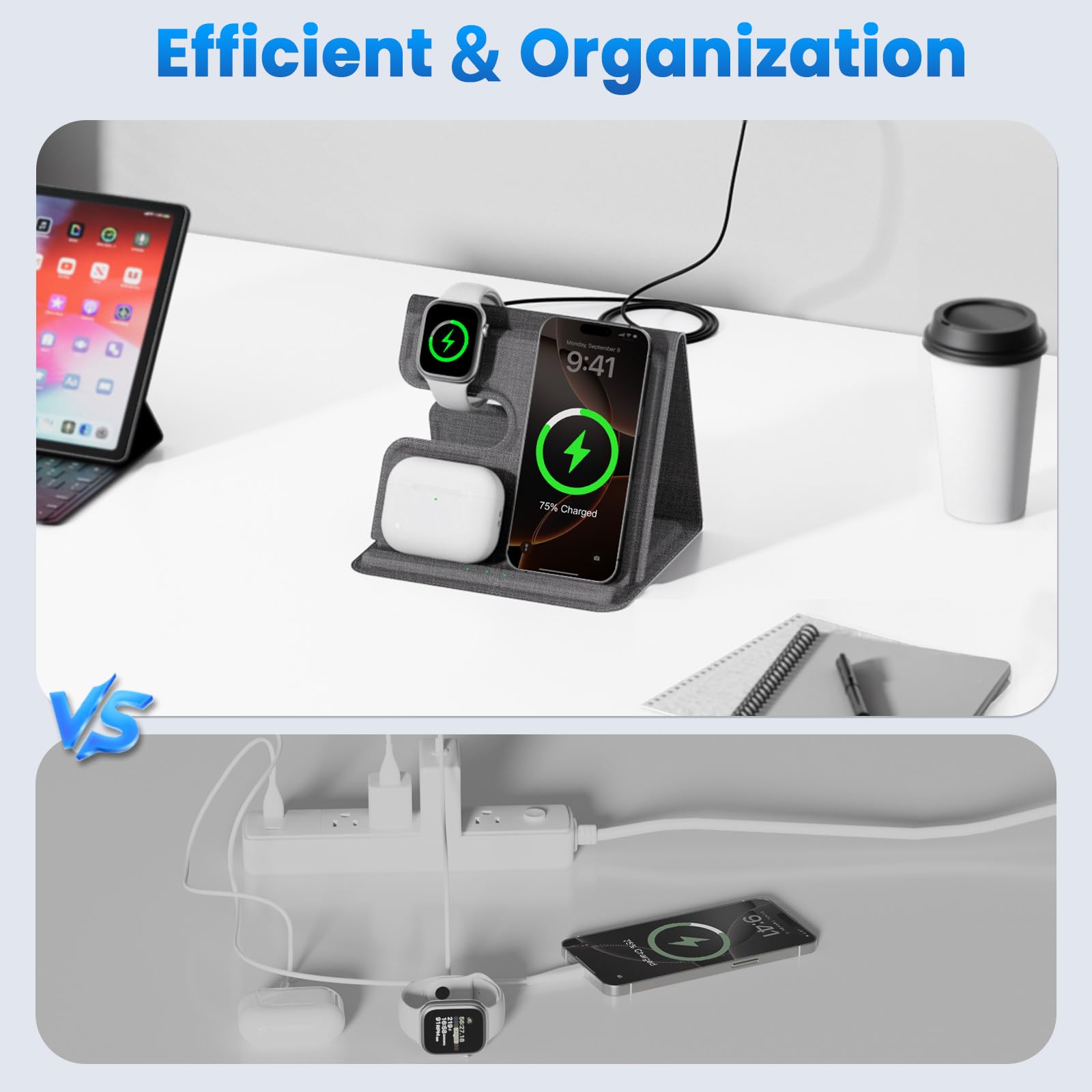 Wireless Charger Iphone Charging Station, 3 In 1 Charger Stand For Apple Multiple Devices Iphone 17Plus 17 16E 16 15 14 13 12 Pr