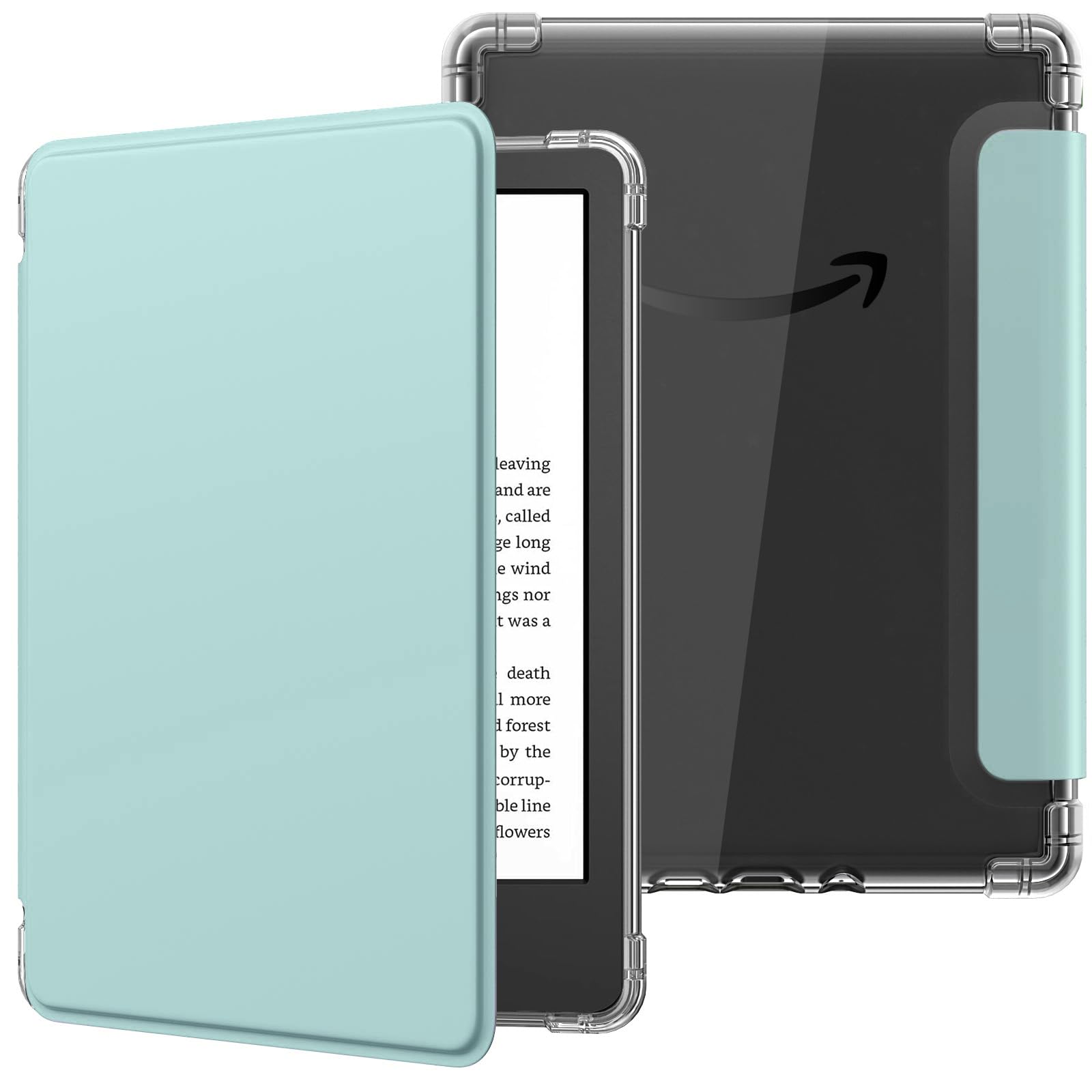 MoKo Case for 6' Kindle (11th Generation 2024/2022 Release), Ultra Clear Soft Flexible Transparent TPU Back Cover Light Shell with Auto Wake/Sleep for Kindle 11th Generation 2024, Agave Green