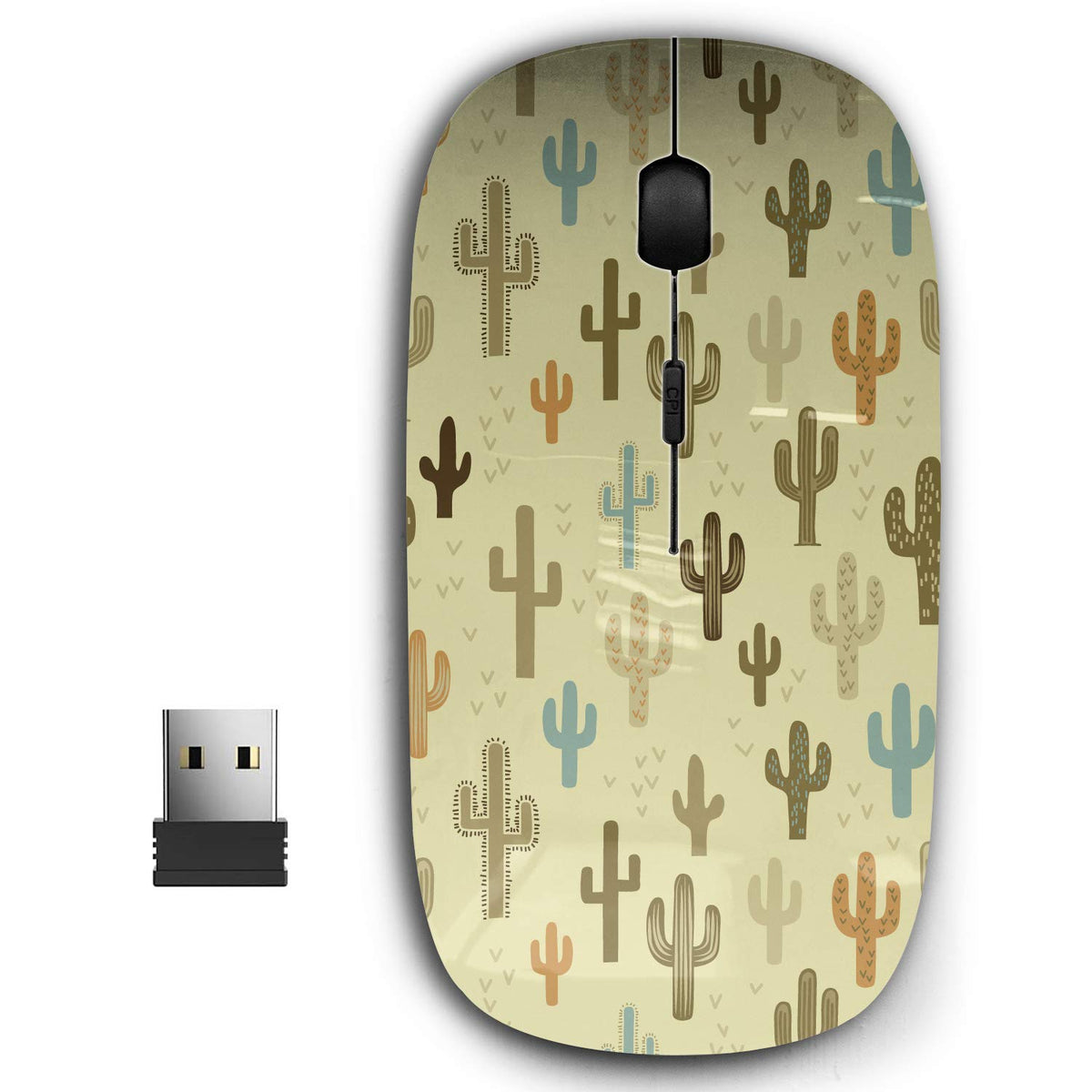 Kawamouse 2.4G Ergonomic Portable Usb Wireless Mouse For Pc, Laptop, Computer, Notebook With Nano Receiver (Fun Western Cactus)