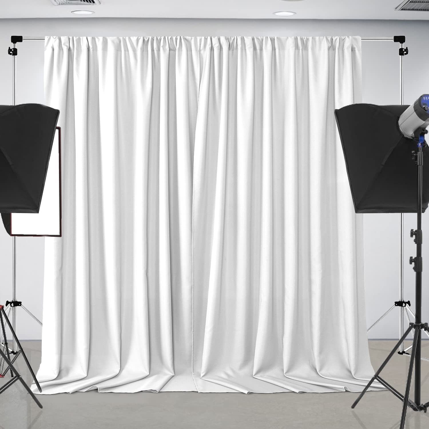 Joydeco White Photography Backdrop Curtains, White Backdrop Drapes For Wedding Decorations, Wrinkle Free Polyester 5Ft X 7Ft Fab