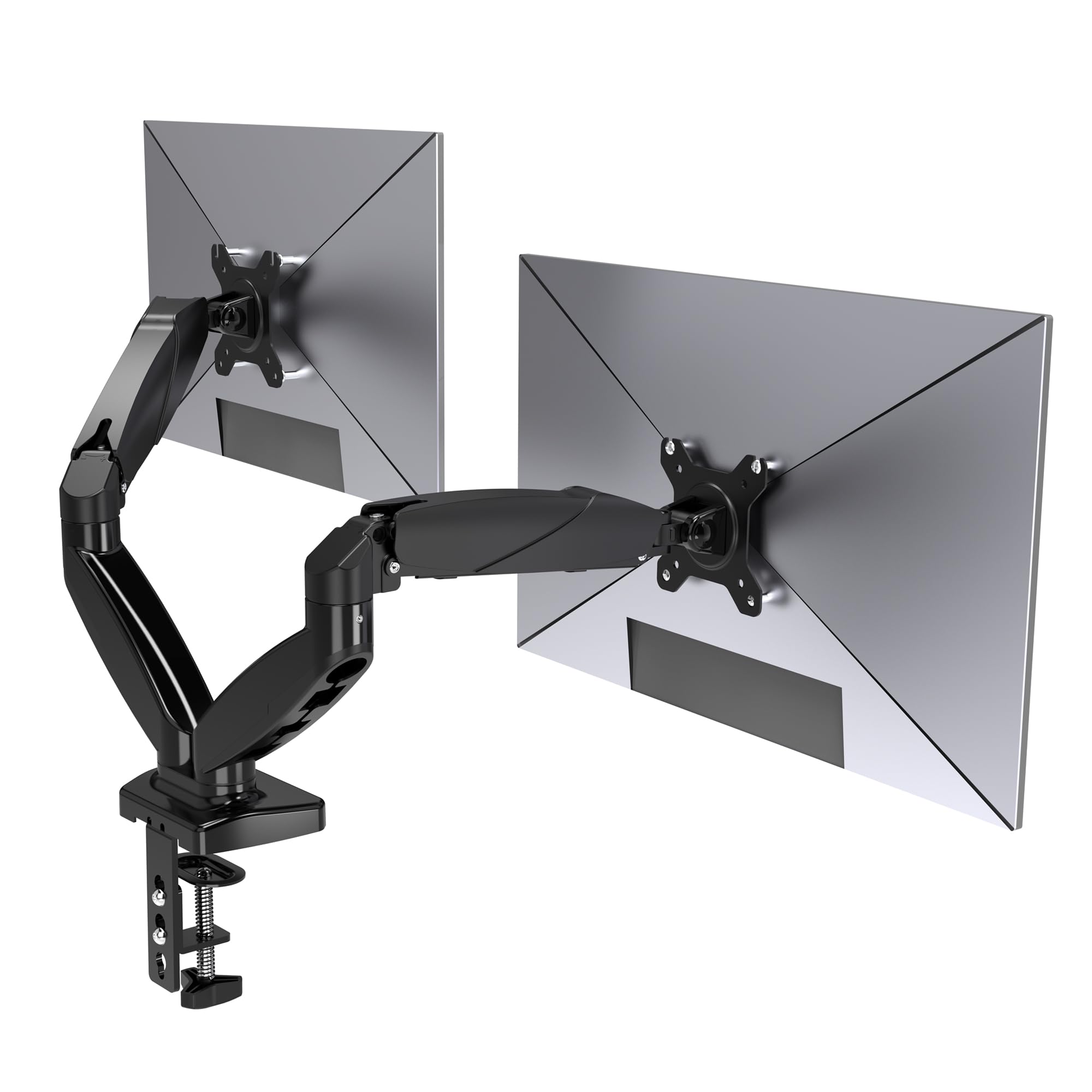 Dual Monitor Stand, Adjustable Gas Spring Monitor Arm For 15 To 27 Inch, Dual Monitor Mount Holds Max 15.4Lbs, Large Range Of Mo