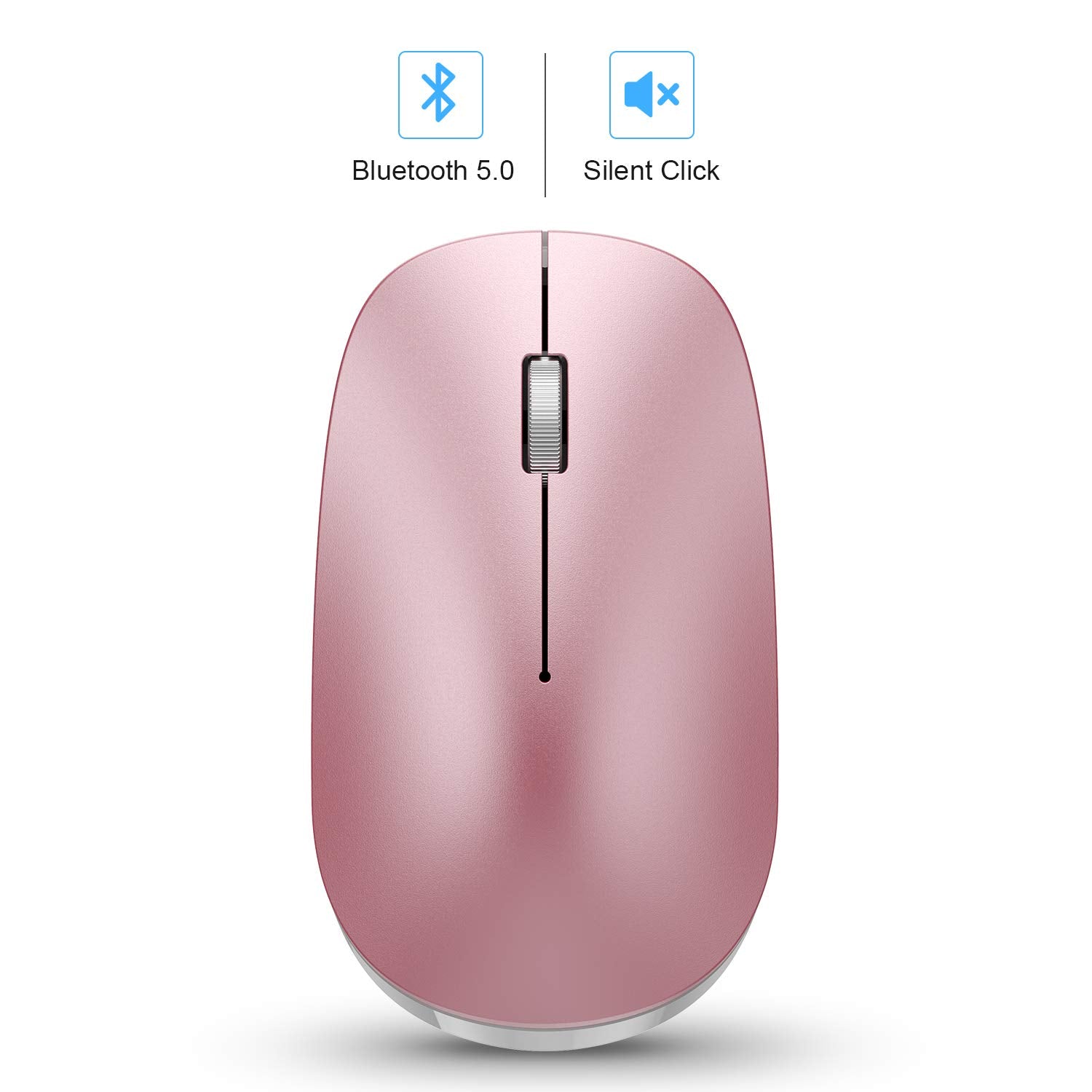 Omoton Bluetooth Mouse For Ipad And Iphone (Ipados 13/ Ios 13 And Above), Ultra Thin Wireless Mouse Compatible With Bluetooth Enabled Computer, Laptop, Pc, Notebook, And Mac Series,Rose Gold