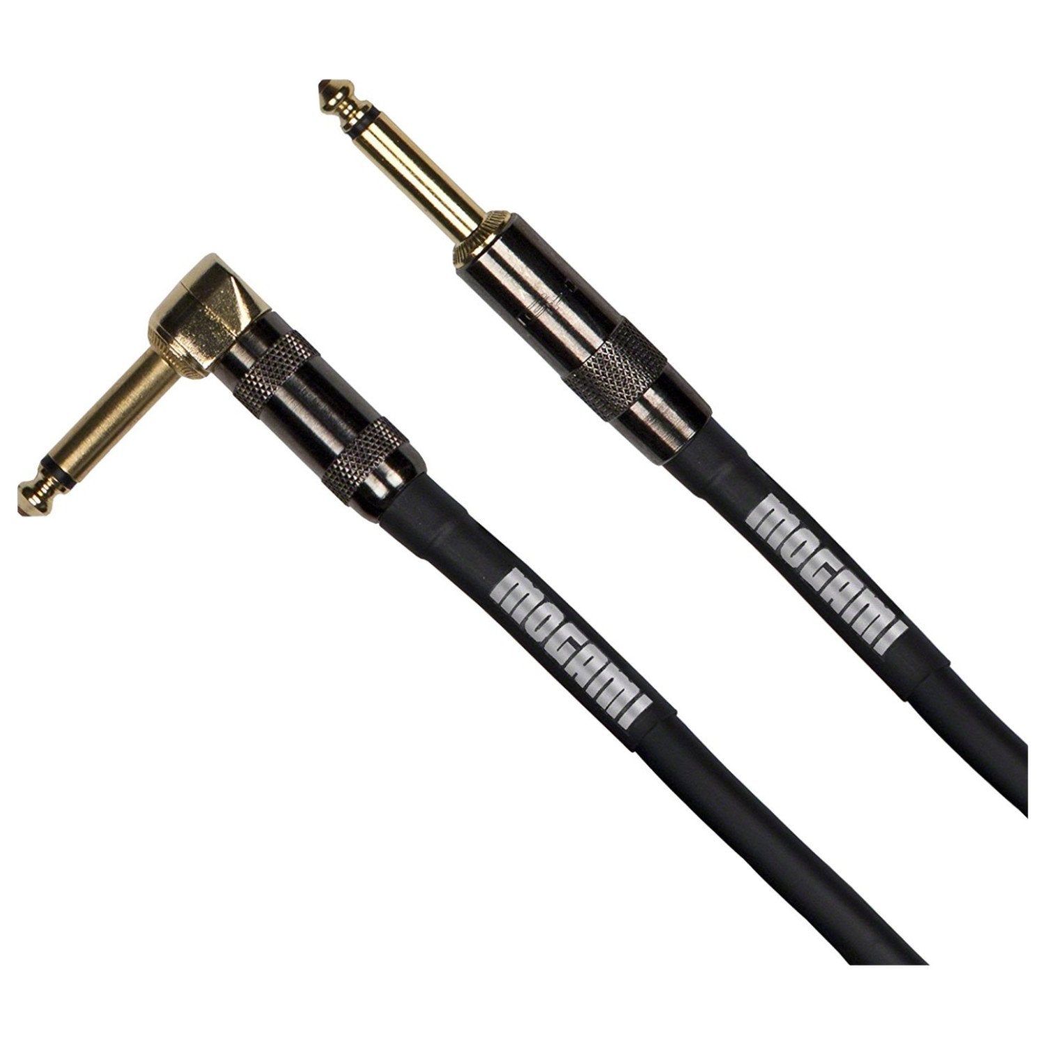 Mogami Platinum Guitar 06R Instrument Cable, Gold 1/4'' Ts Right Angle To Straight Plug, 6 Ft.