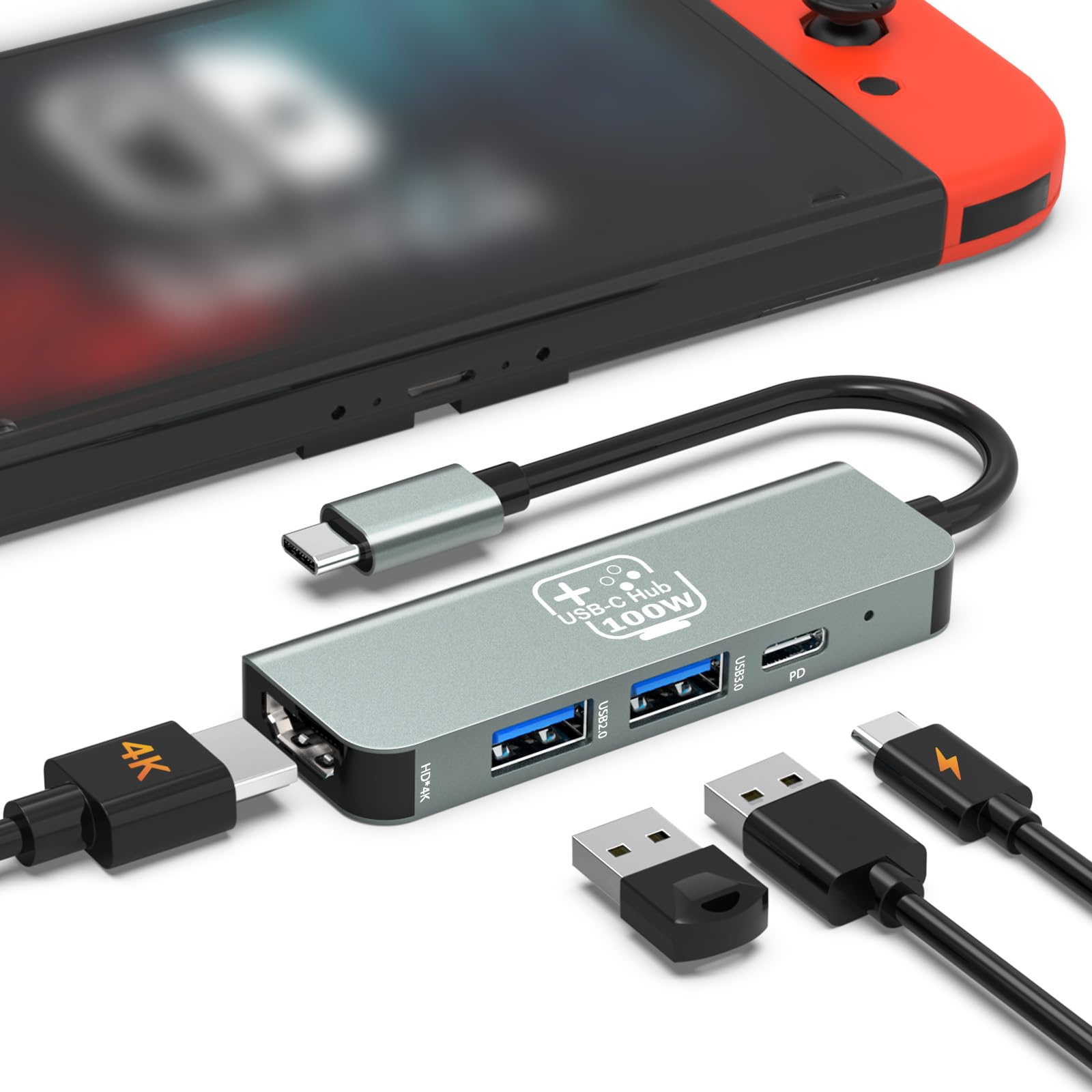 USB C Hub, USB C to HDMI Adapter Docking Station for Nintendo Switch/Switch OLED/MacBook/iPad/iPhone/Android Phone/Laptop, Porta