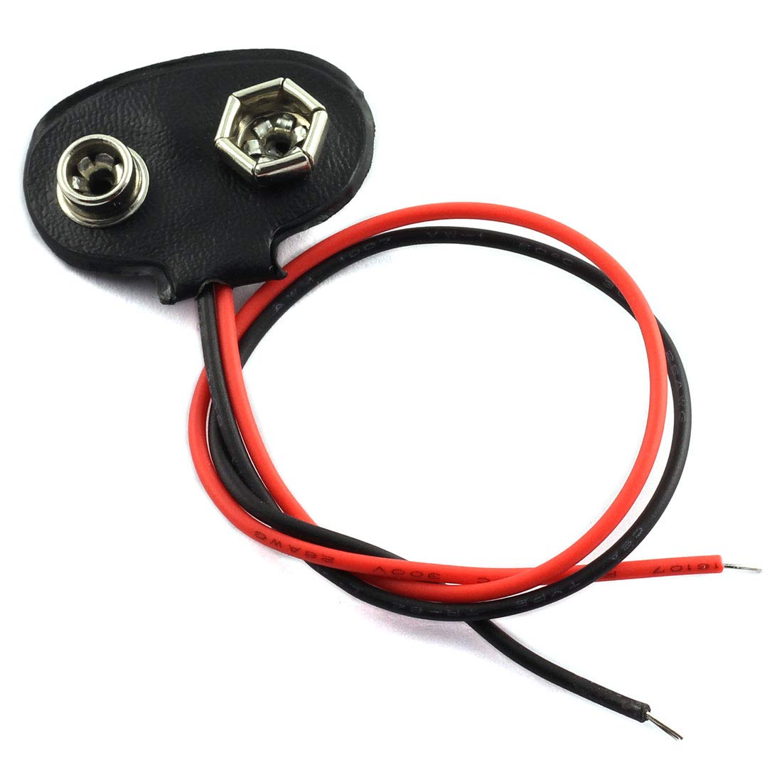 Sdtc Tech 5Pcs T Type 9V Battery Clip Connector Positive Negative Snap Lead Wire(15Cm)