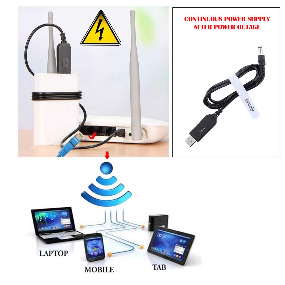 Igreely Usb Voltage Step Up Converter   Dc 5V To 12V, 3Ft Cable With Dc Jack 5.5 X 2.5Mm Or 5.5 X 2.1Mm