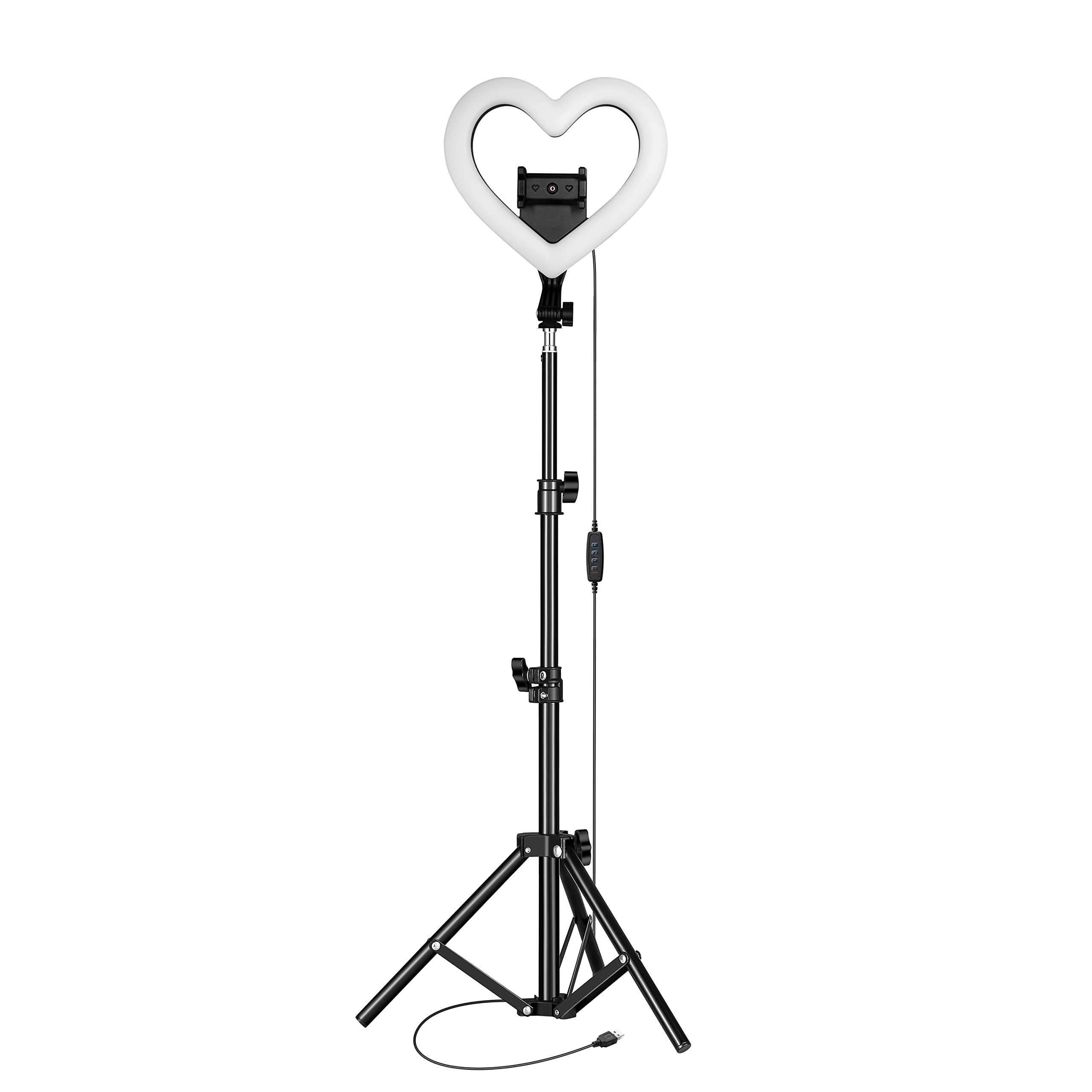 Supersonic Sc-2330Rgb 10-Inch Heart Ring Light With Rgb, 3 Lighting Modes, 148 Leds, 32 Rgb Modes, 10 Brightness Levels, 60 Rota