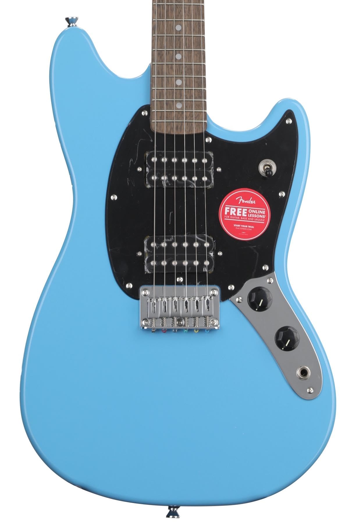 Fender Squier Sonic Mustang Electric Guitar, Beginner Guitar, Includes 30 Days Of Free Lessons, Laurel Fingerboard And Step Up P