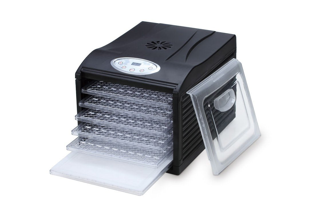 Samson Silent Dehydrator 6 Tray With With Digital Timer And Temperature Control For Fruit, Vegetables, Beef Jerky, Herbs, Dog Treats, Fruit Leathers And More