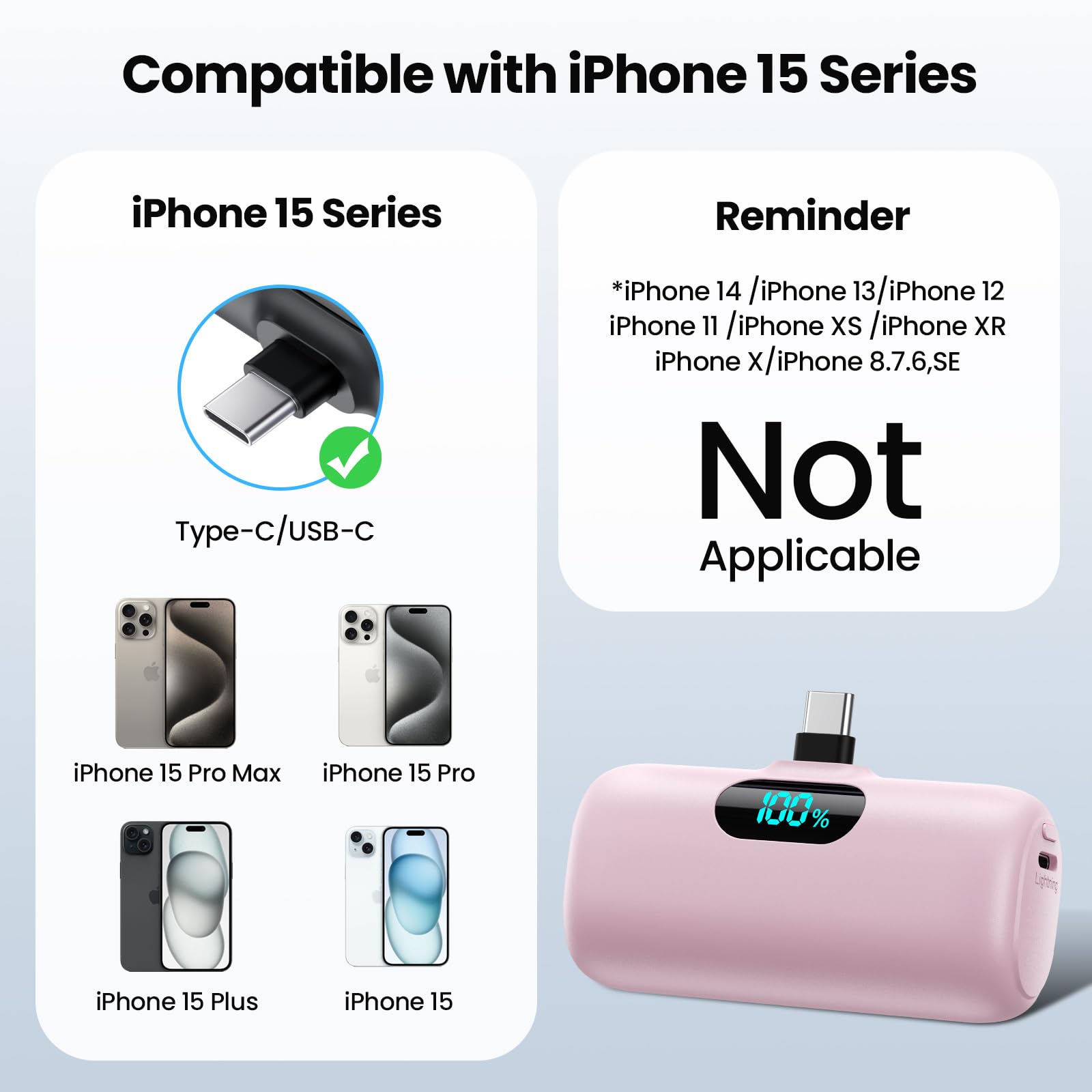 Mini Portable Charger Usb C Power Bank,5000Mah Pd Fast Charging Battery Pack Built In Usb C Connector Lcd Display Compatible Wit