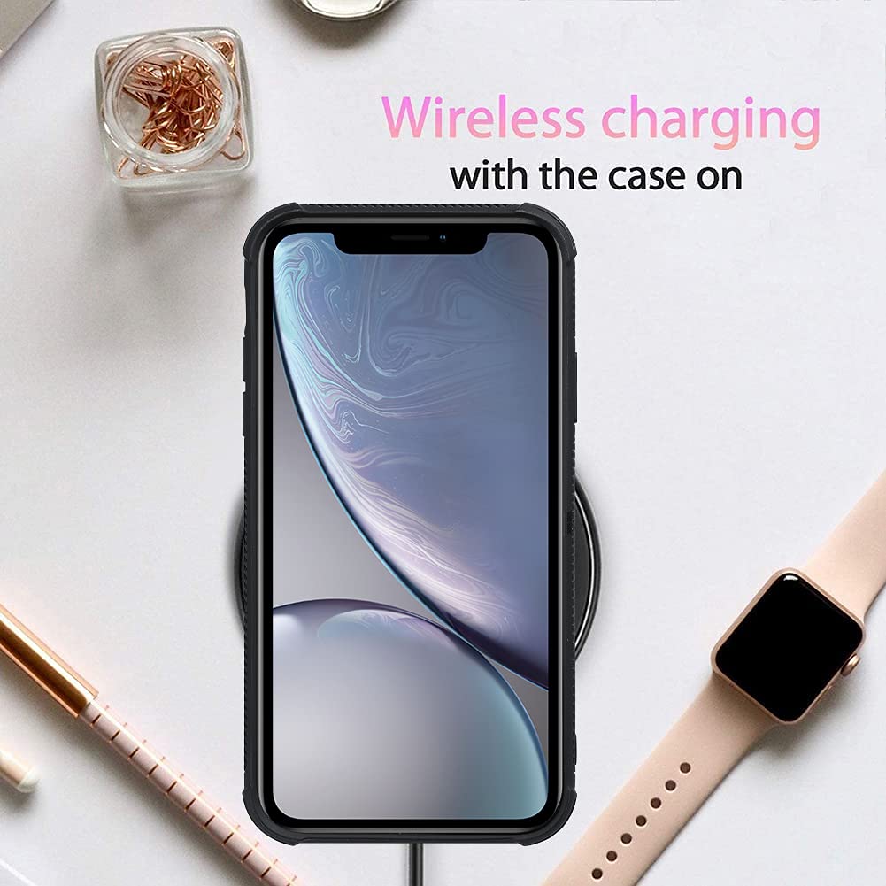 Ziye Designed For Iphone Xr Case Purple Butterfly Hard Lanyard Case With Phone Ring Holder,Full Body Protection Shockproof Drop