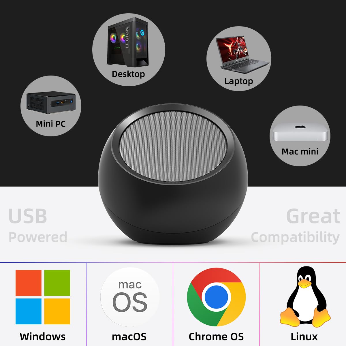 [Upgraded] Usb Computer Speakers For Desktop Pc Laptop | Small Plug N Play External Speakers With Crystal Clear Sound, Loud Volu