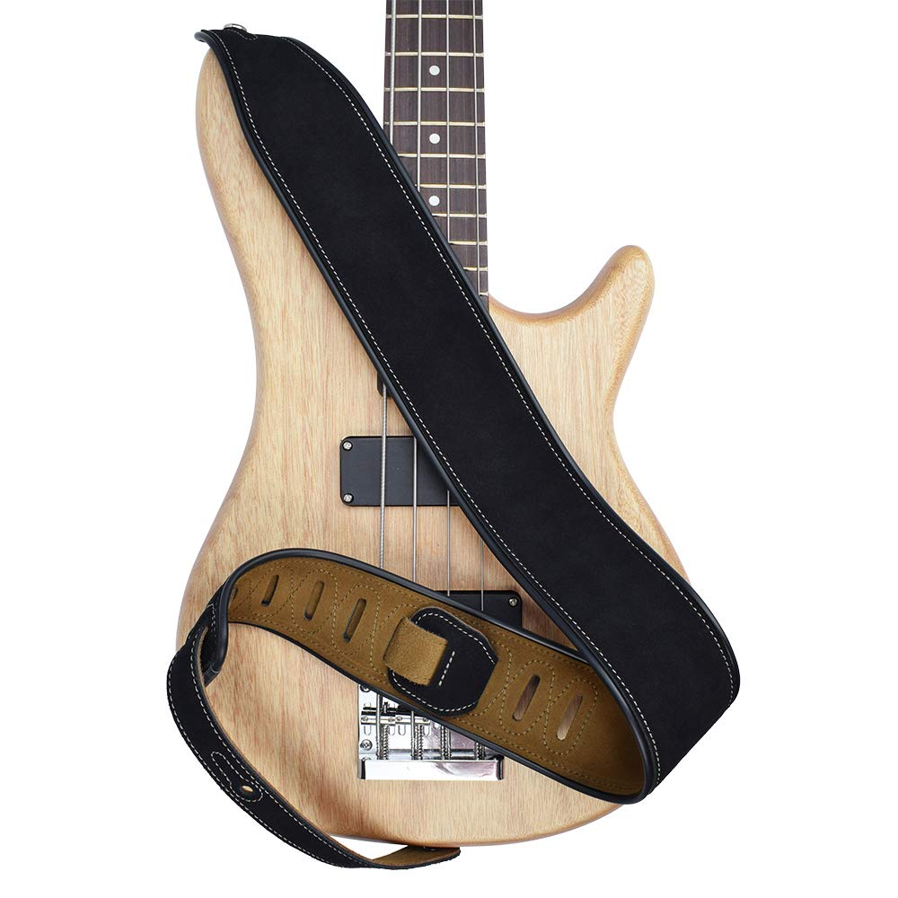 CLOUDMUSIC Guitar Strap Leather Guitar Strap Vintage For Acoustic Guitar Classical Guitar Electric Guitar Bass (Classic Black)